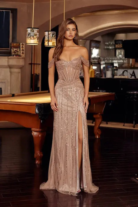 Elegant Beaded Embellished A-Line Long Formal Prom Evening Gown NXF1728 NXAB
