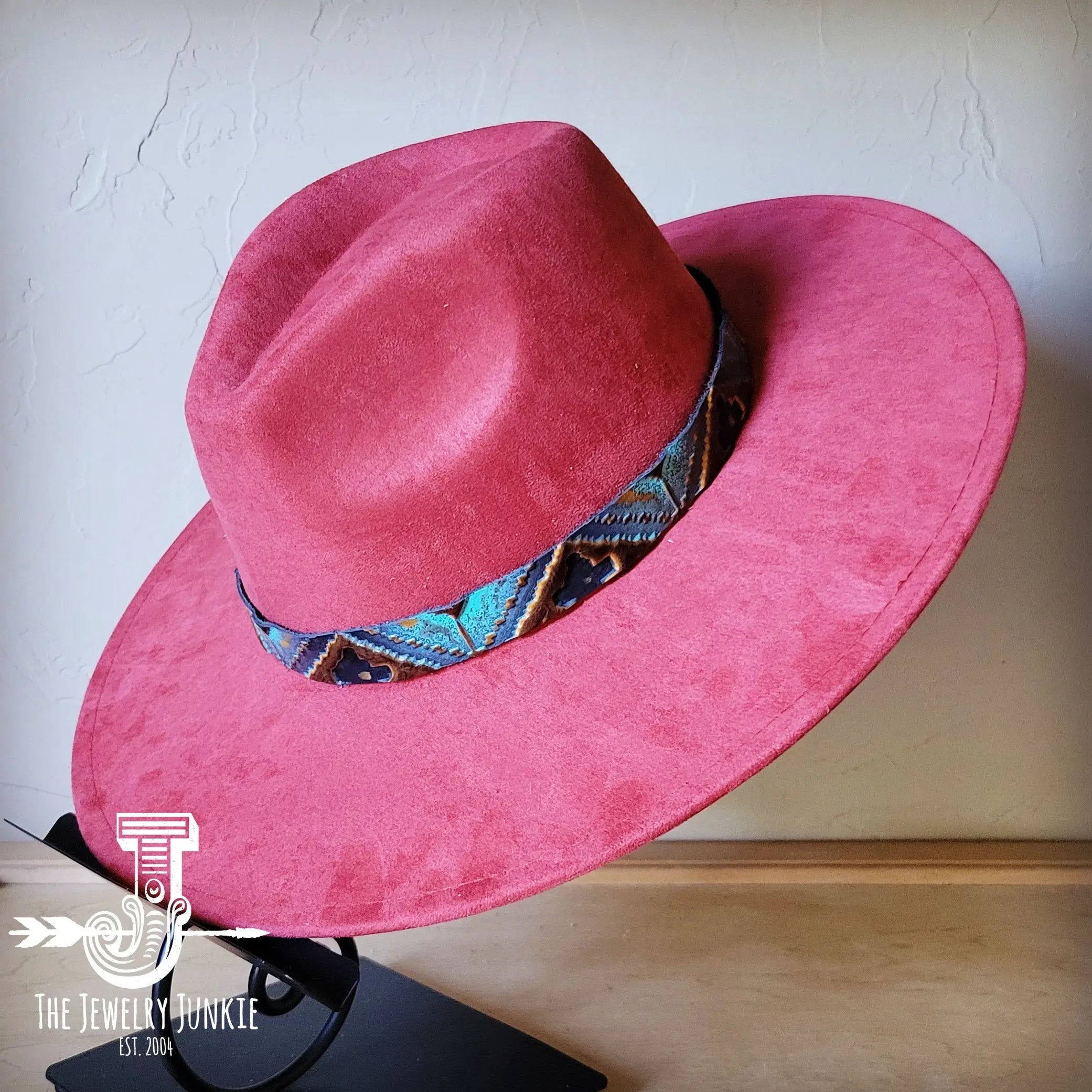 Blue Navajo Embossed Leather Hat Band Only 950a The Jewelry Junkie