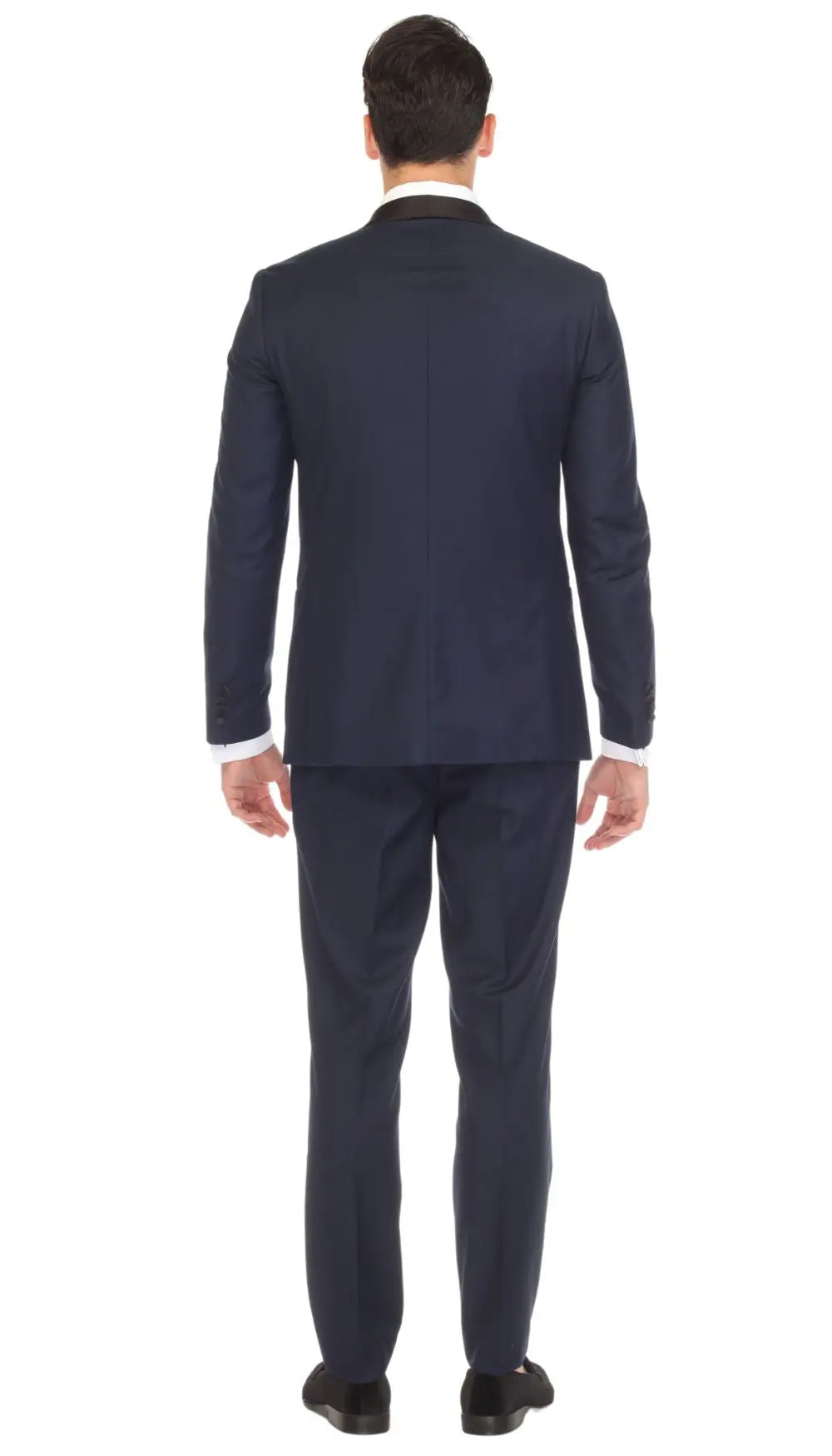 Ferrecci Men's Reno Navy / Black Slim Fit Shawl Lapel 2 Piece Tuxedo Suit Set-4
