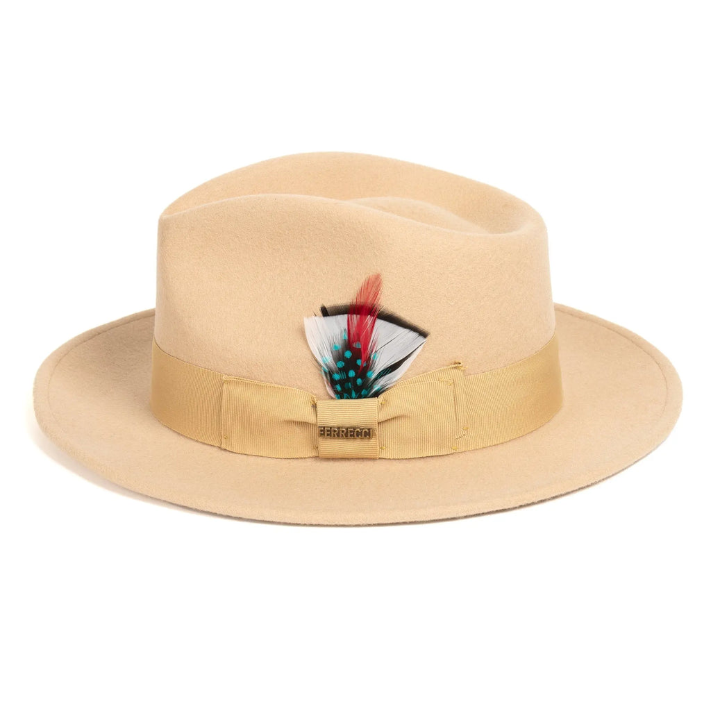 Crushable Tan 100% Australian Wool Fedora Hat FERRECCI