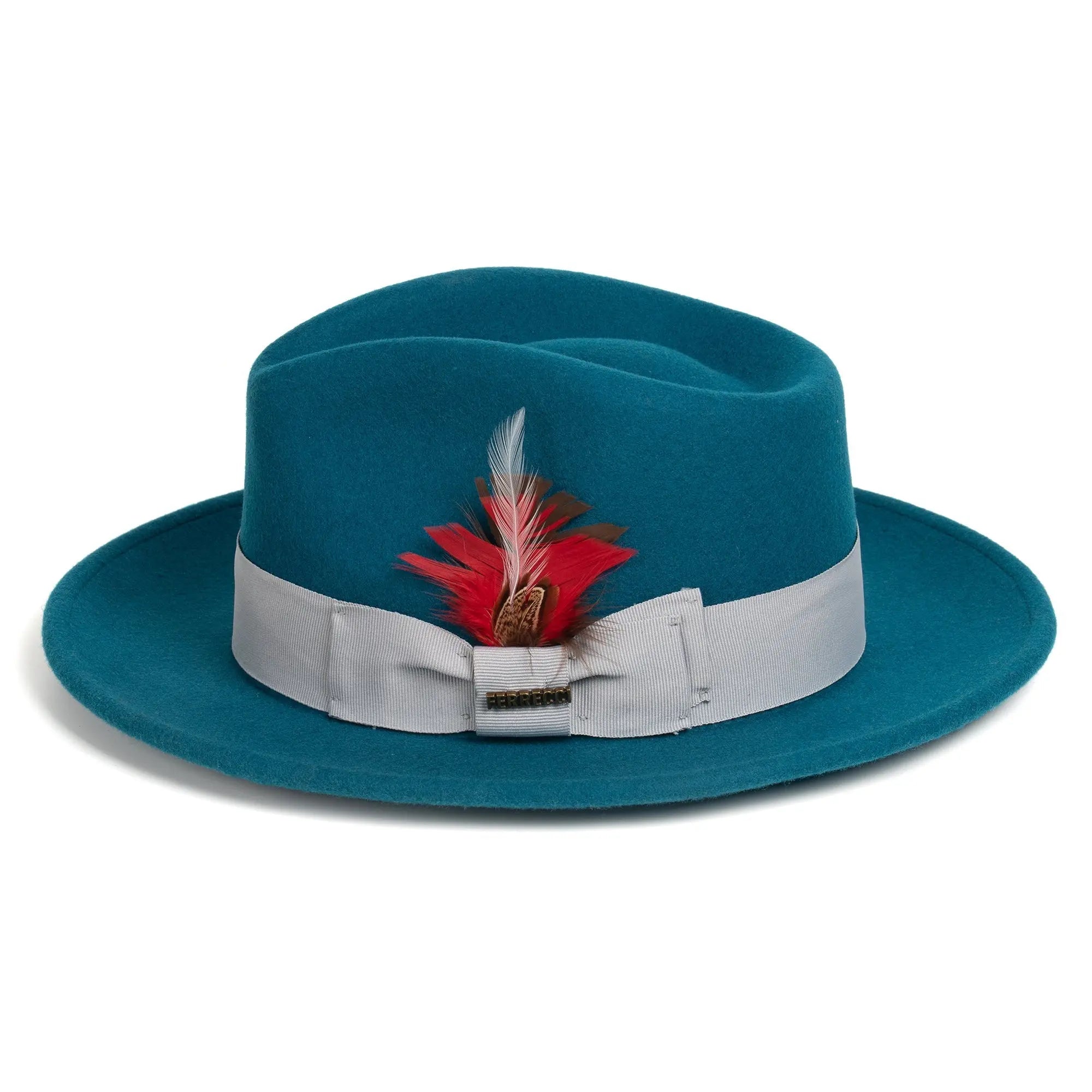 Crushable Acid Blue 100% Australian Wool Fedora Hat FERRECCI