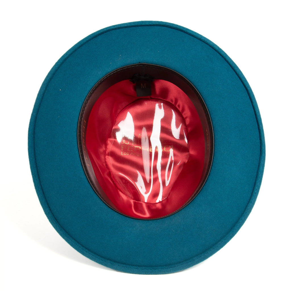 Crushable Acid Blue 100% Australian Wool Fedora Hat FERRECCI