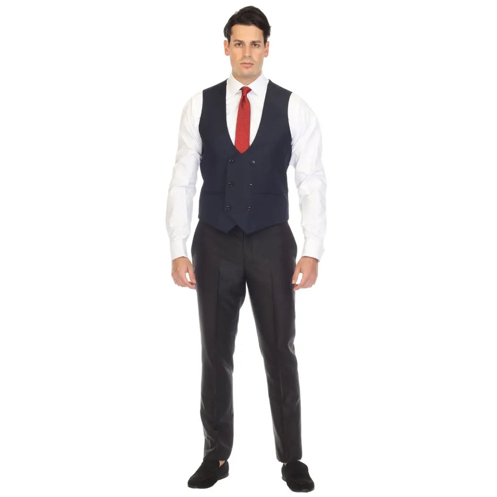 Cruz Mens Double Breasted Navy Vest FERRECCI