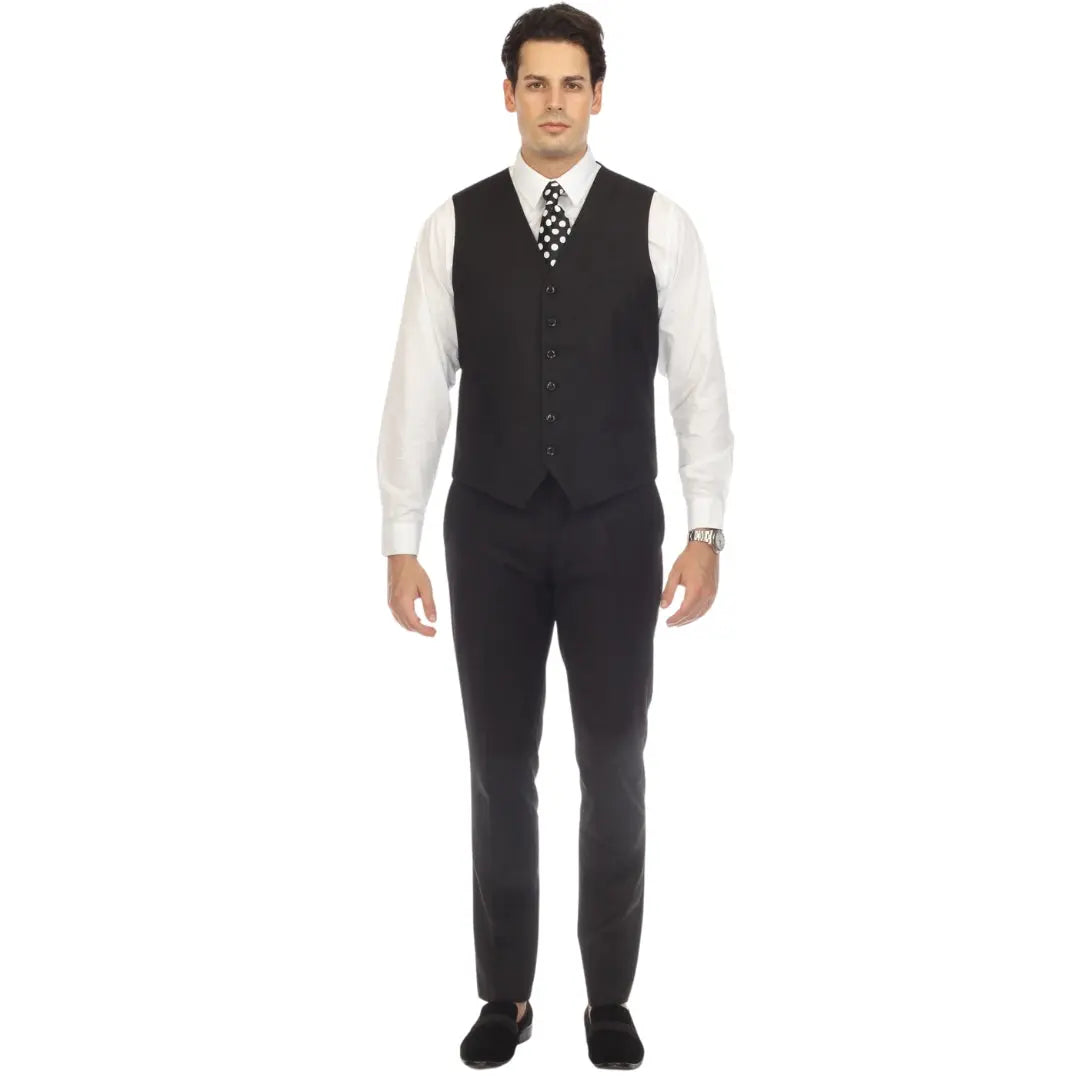 Solo Adjustable Casual & Formal Black Vest-2