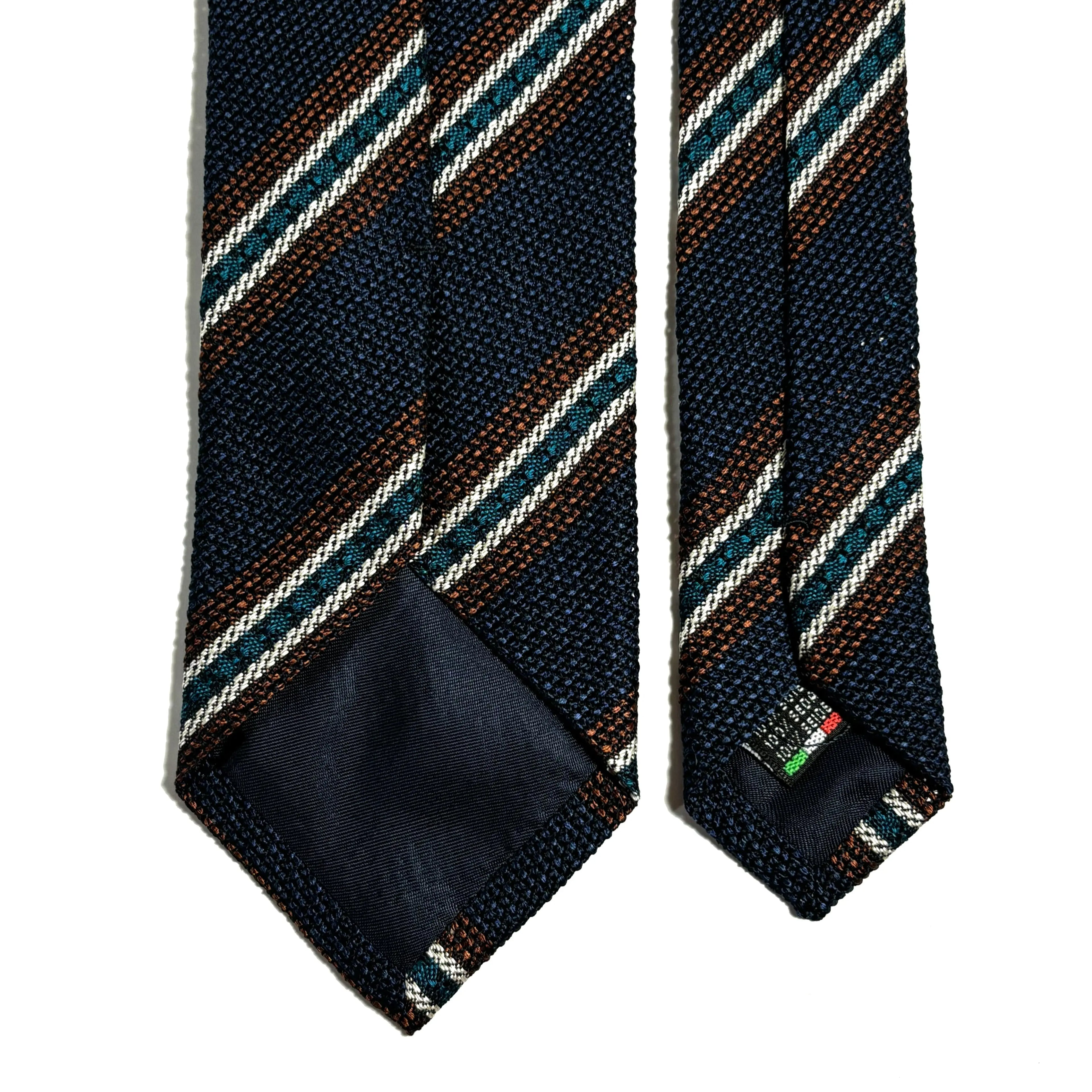 Blue Striped Italian Silk Grenadine Tie Potomac Tie Company