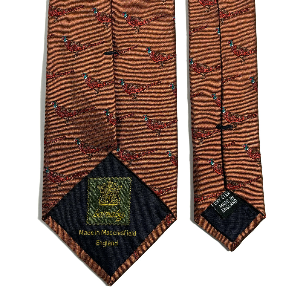 Brown Pheasant Motif Silk Jacquard Tie Potomac Tie Company