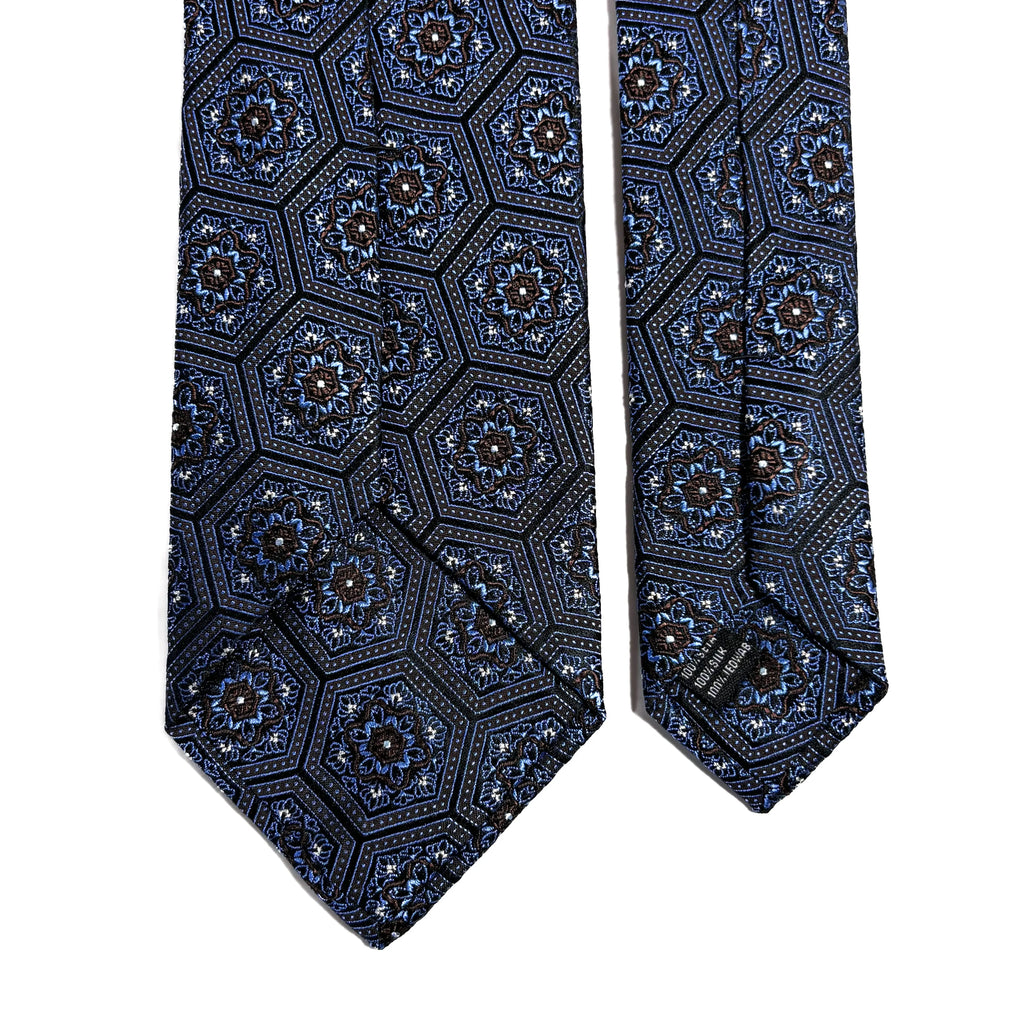 Light Blue & Brown Hexagon Silk Jacquard Tie Potomac Tie Company