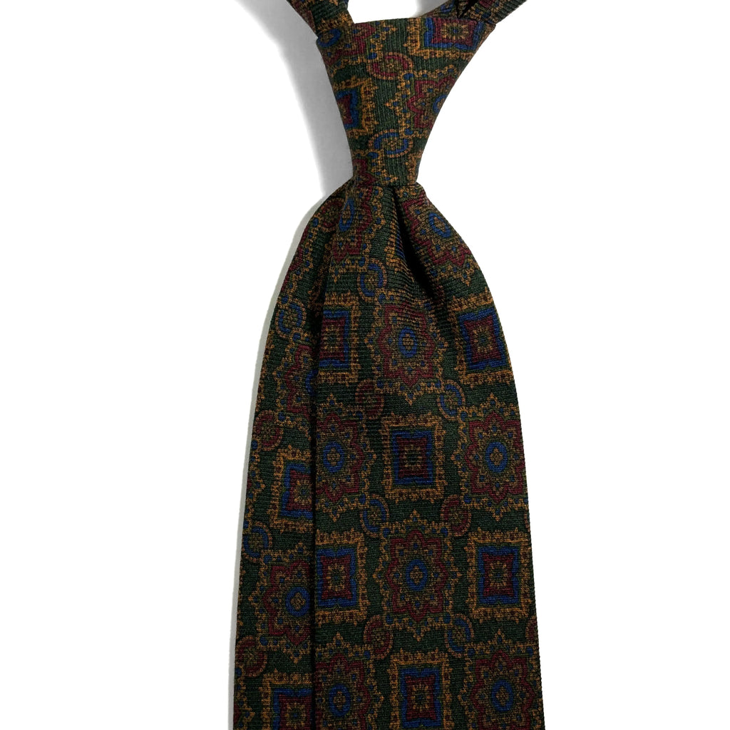 Forest Green Large Geometric Wool/Silk Tie Potomac Tie Company