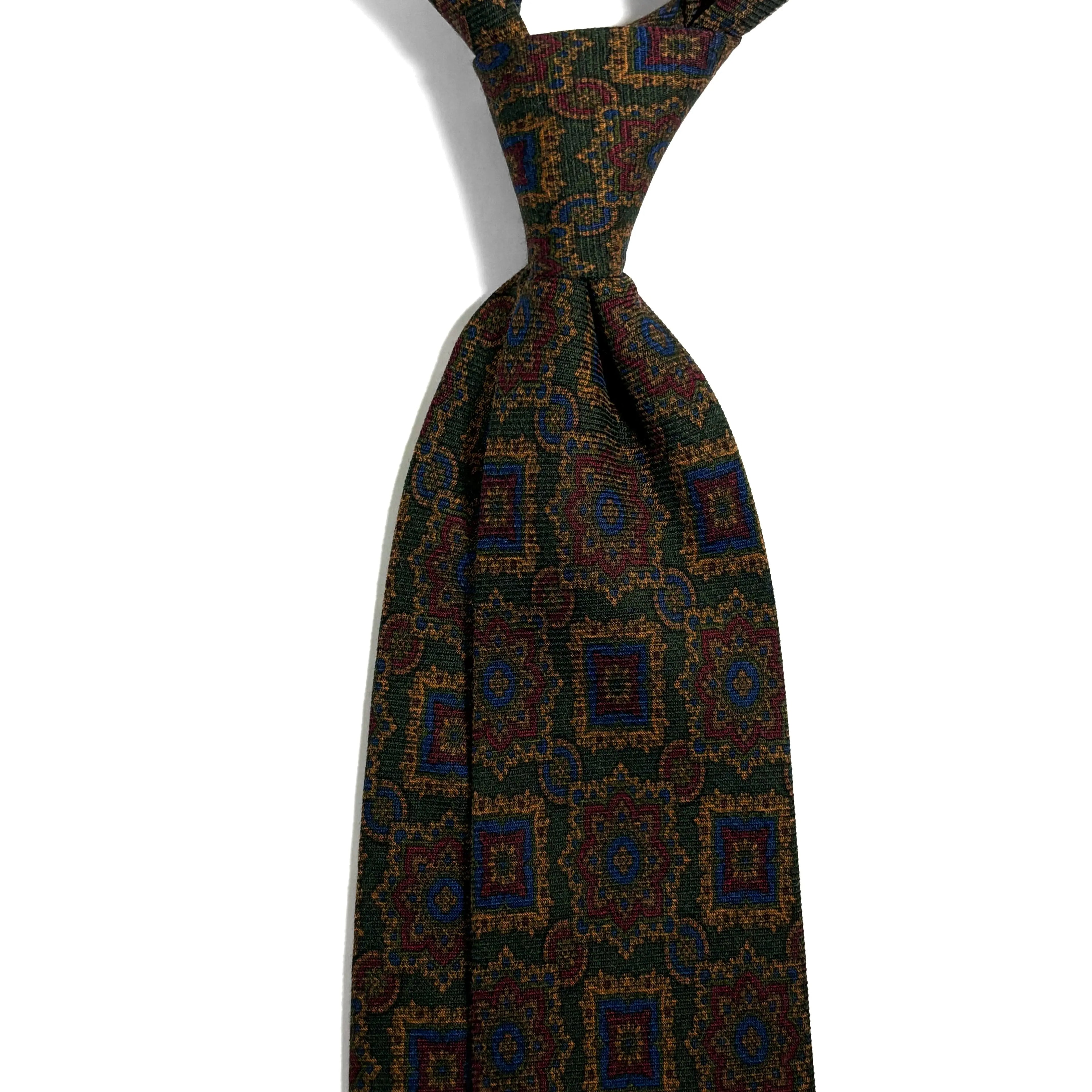 Forest Green Large Geometric Wool/Silk Tie Potomac Tie Company