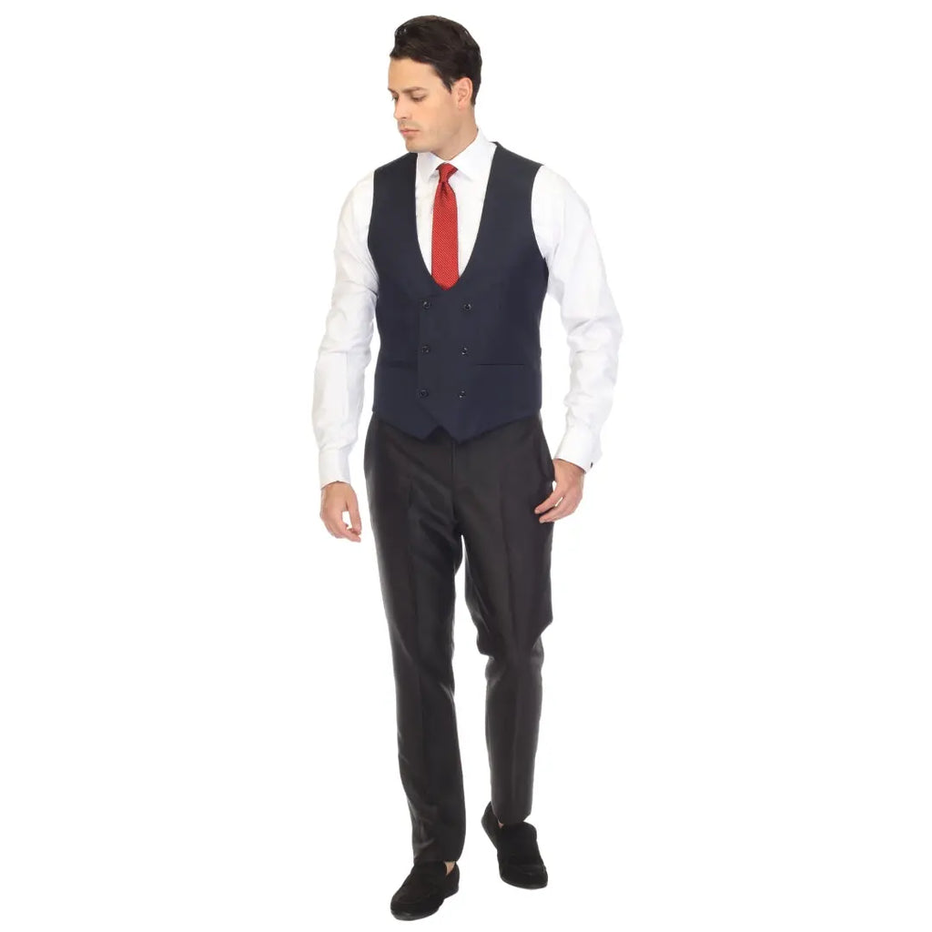 Cruz Mens Double Breasted Navy Vest FERRECCI