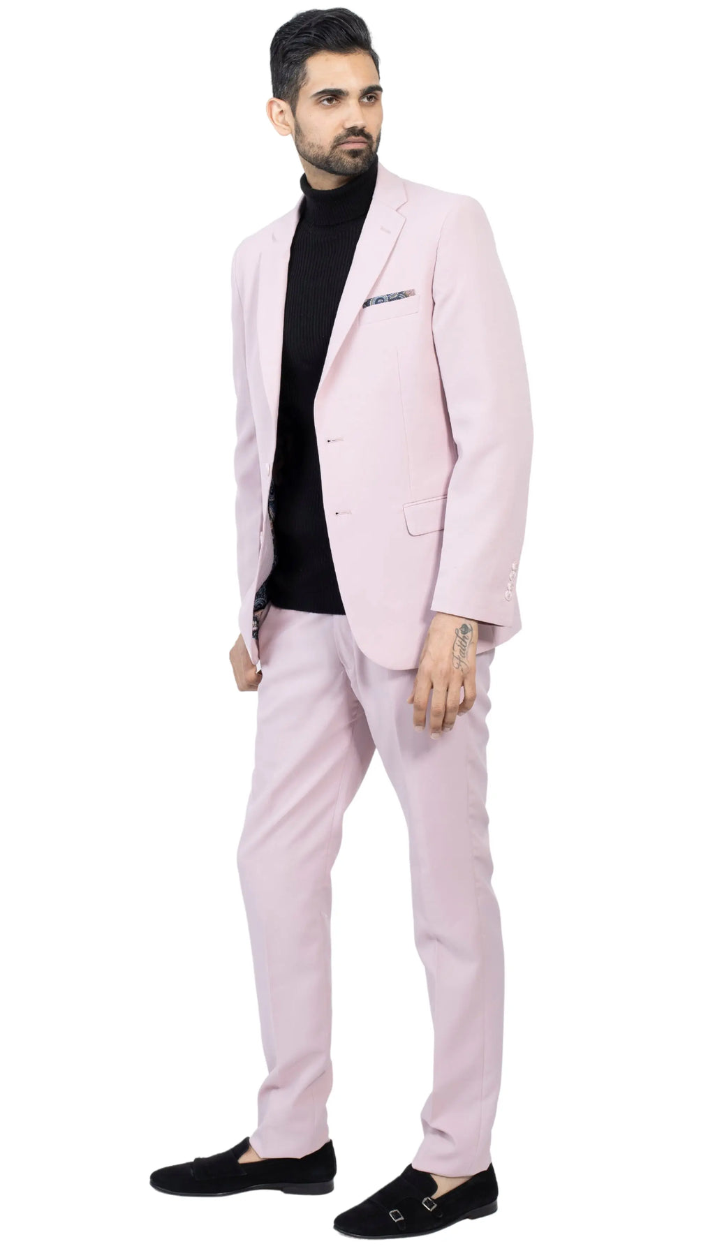 Paul Lorenzo Mens Pale Mauve Slim Fit 2 Piece Suit Paul Lorenzo