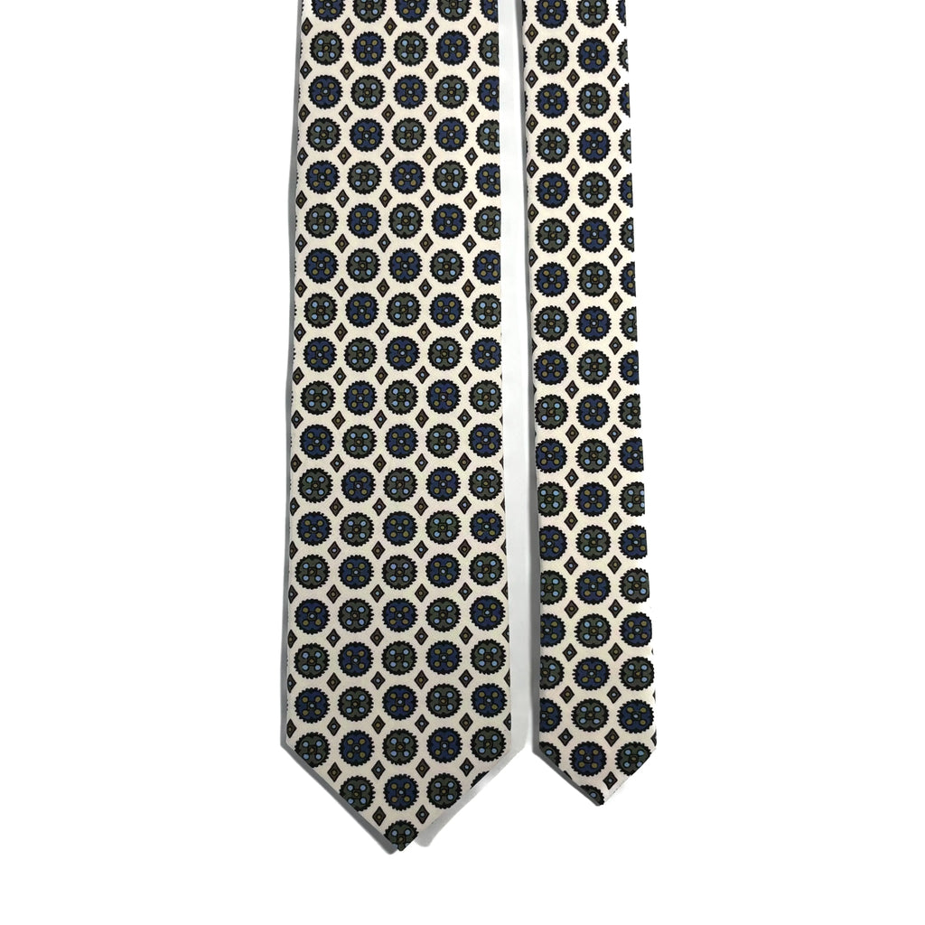 White Floral Medallion Ancient Madder Silk Tie Potomac Tie Company