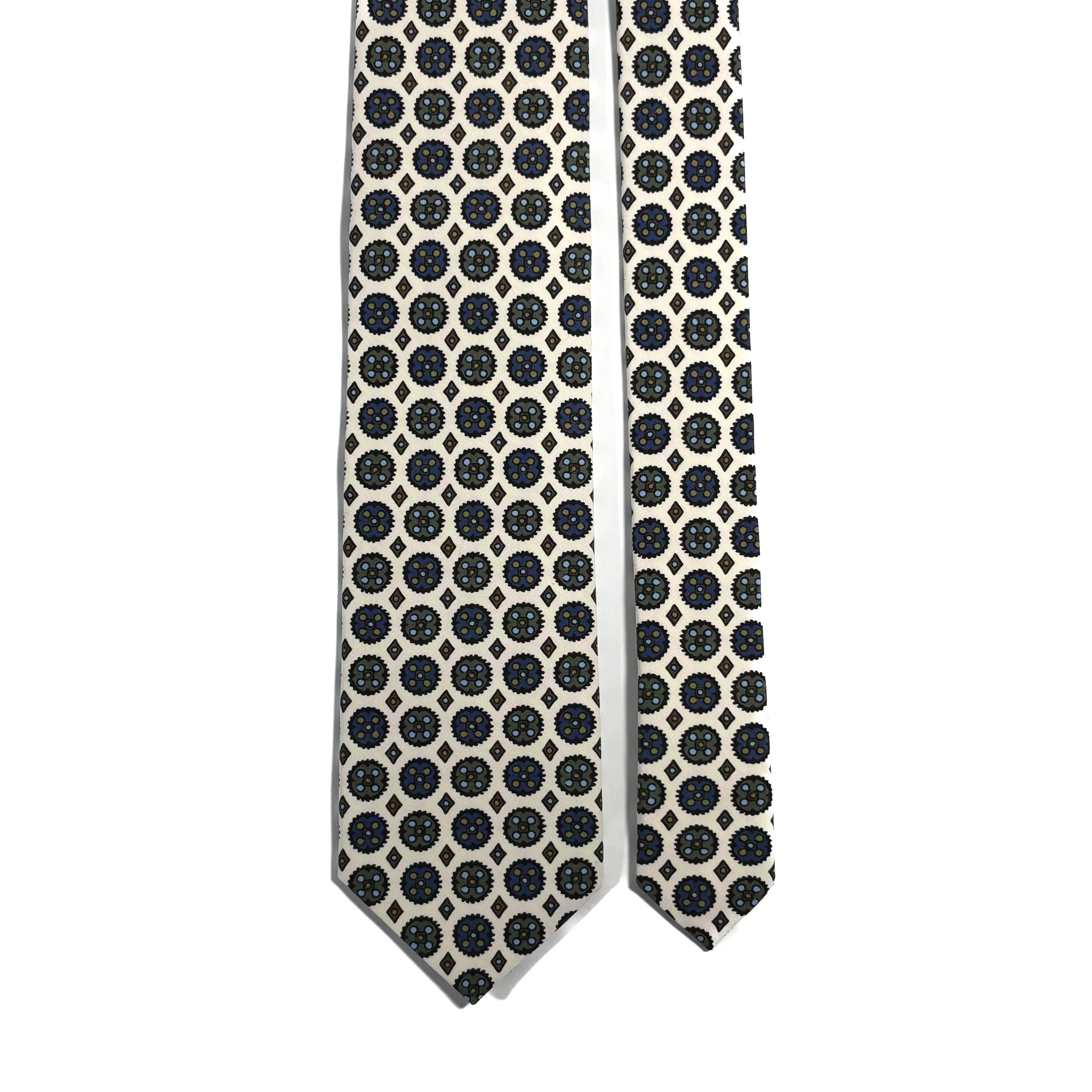 White Floral Medallion Ancient Madder Silk Tie Potomac Tie Company