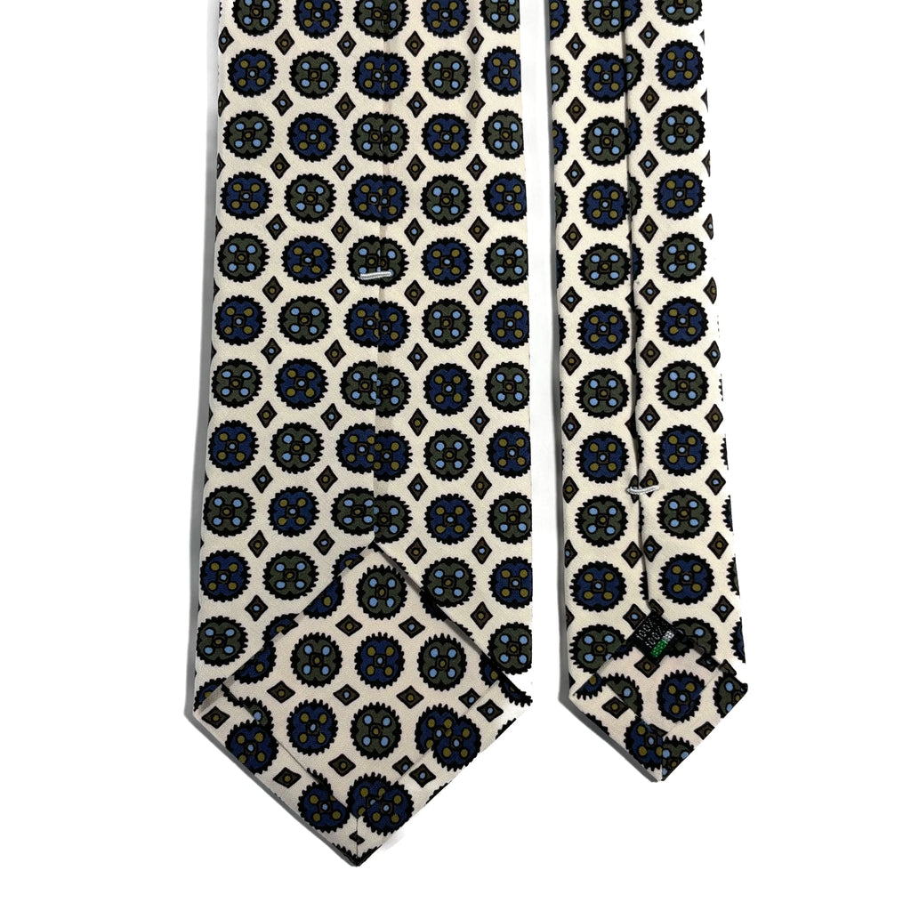 White Floral Medallion Ancient Madder Silk Tie Potomac Tie Company