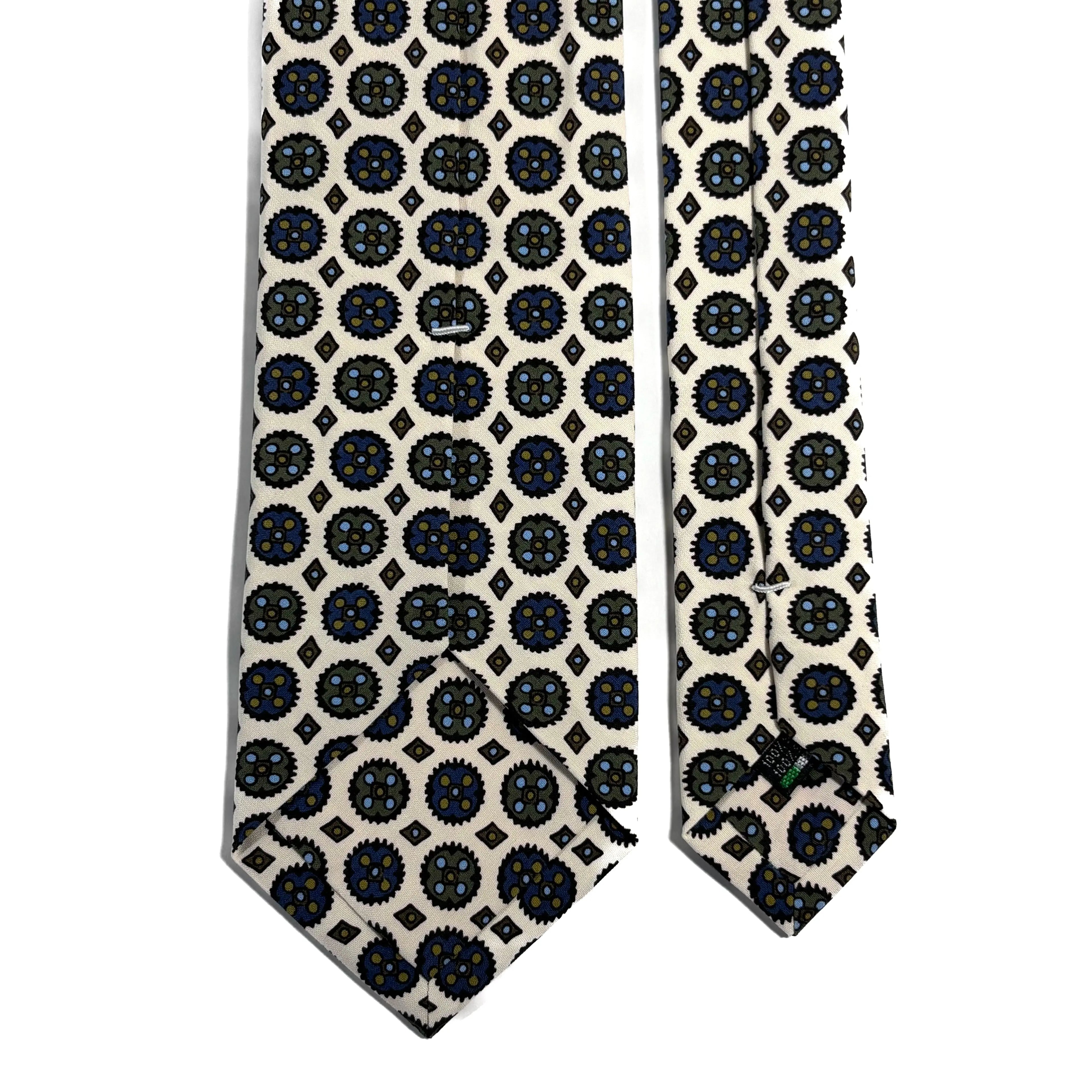 White Floral Medallion Ancient Madder Silk Tie Potomac Tie Company
