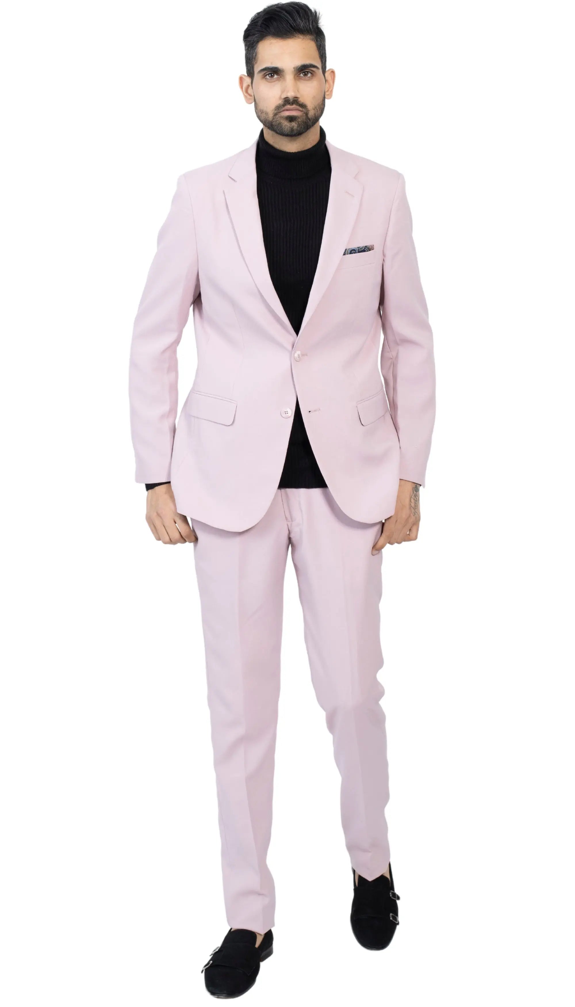 Paul Lorenzo Mens Pale Mauve Slim Fit 2 Piece Suit Paul Lorenzo