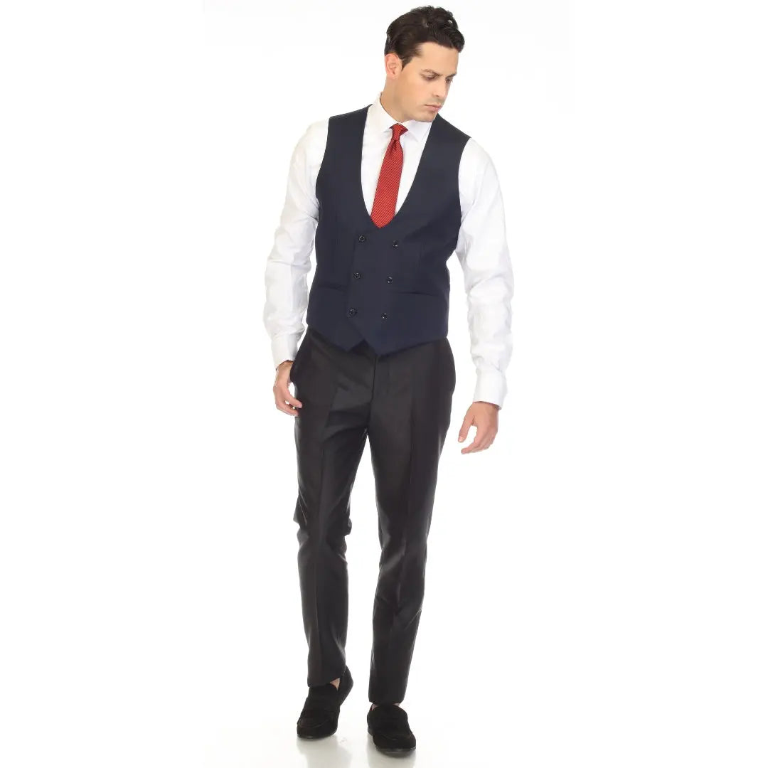 Cruz Mens Double Breasted Navy Vest FERRECCI
