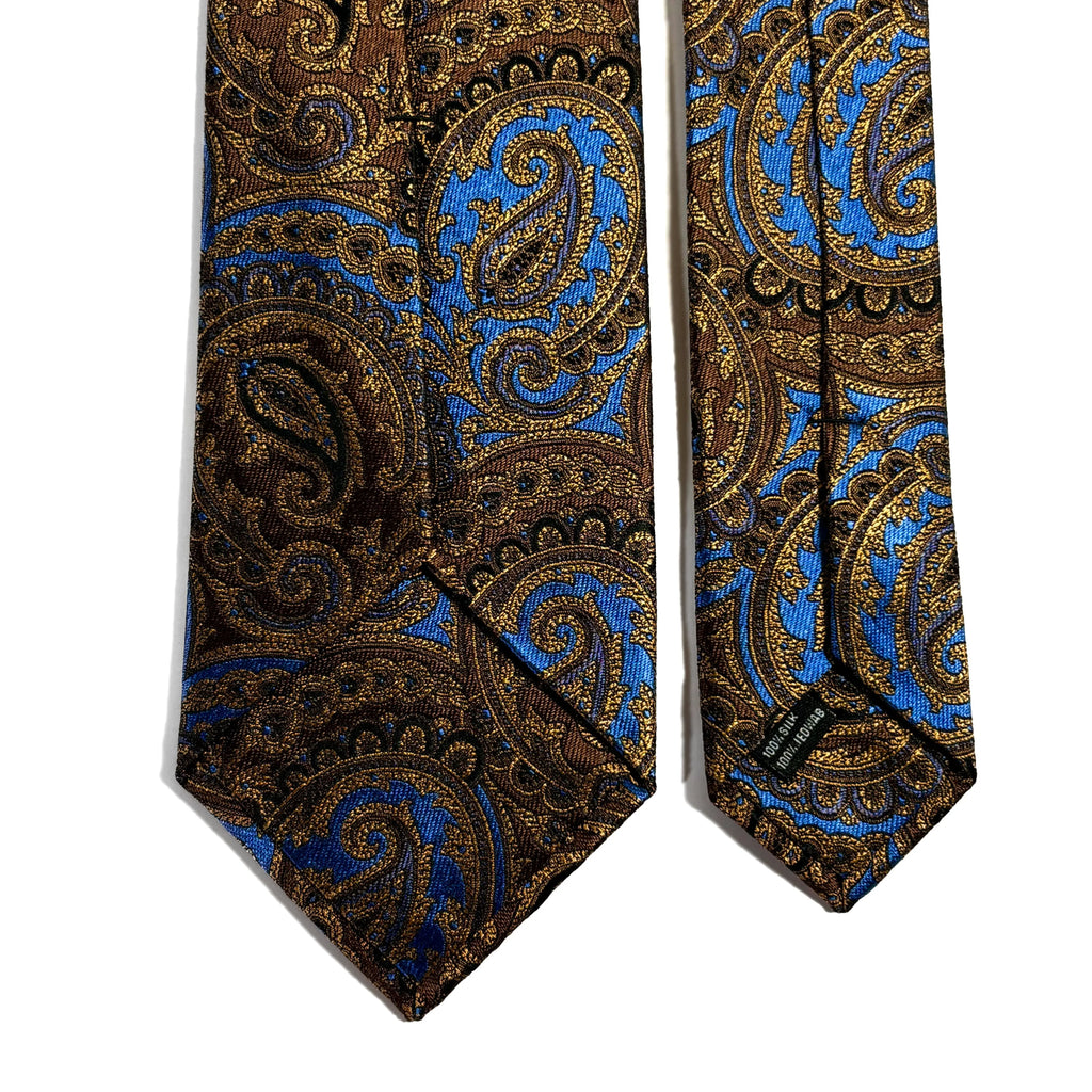 Brown & Light Blue Paisley Silk Jacquard Tie Potomac Tie Company
