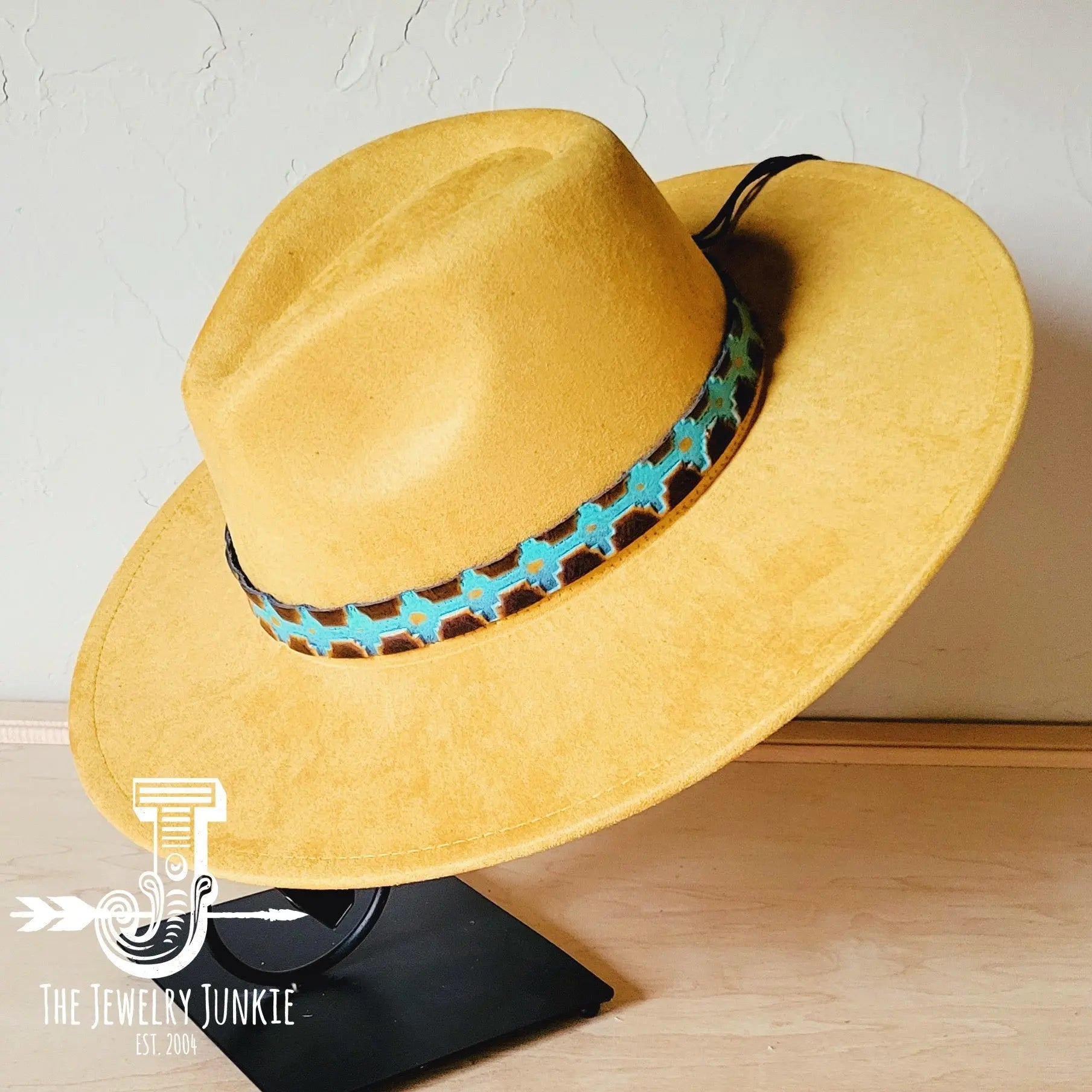 Blue Navajo Embossed Leather Hat Band Only 950a The Jewelry Junkie