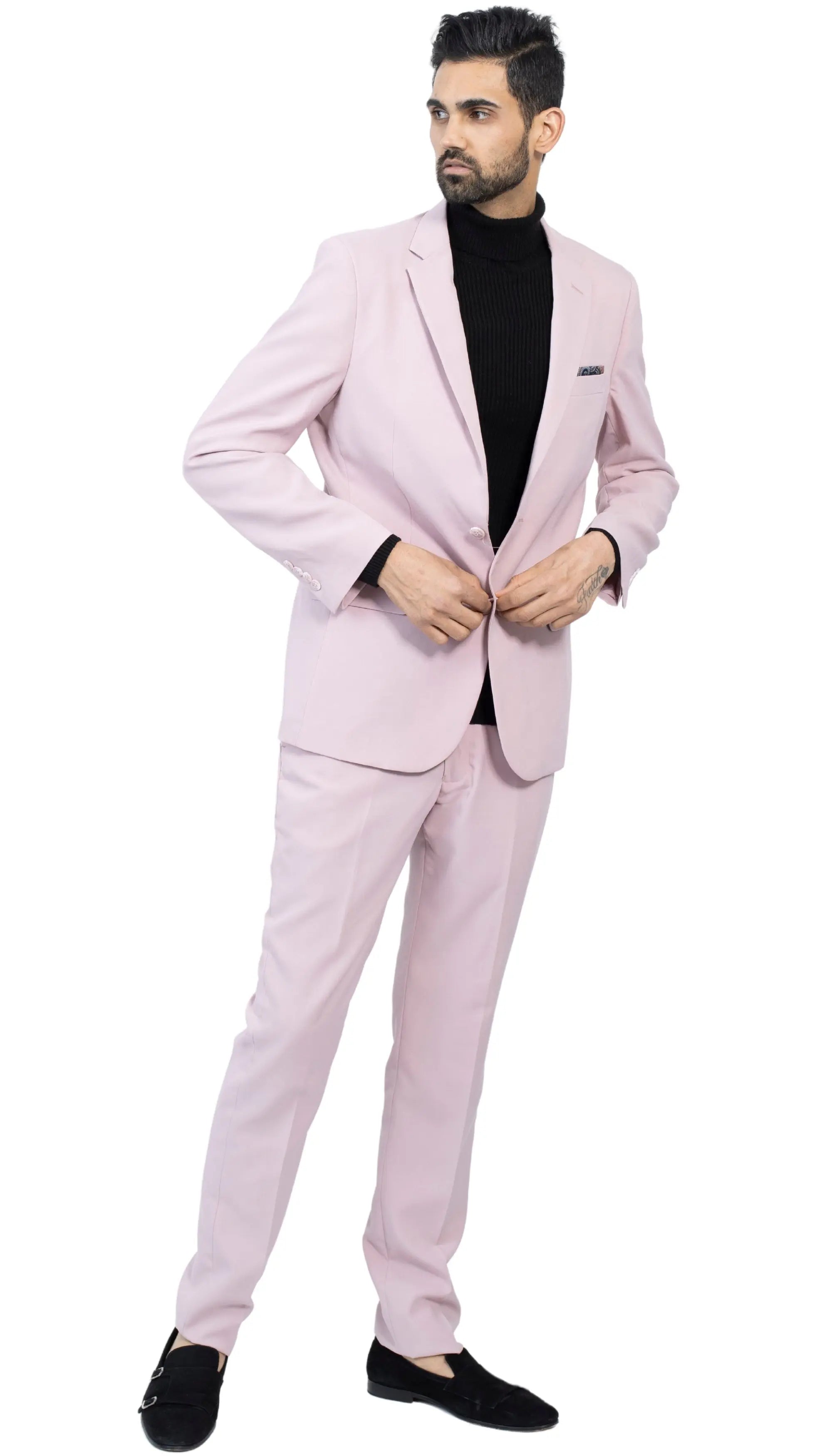 Paul Lorenzo Mens Pale Mauve Slim Fit 2 Piece Suit Paul Lorenzo