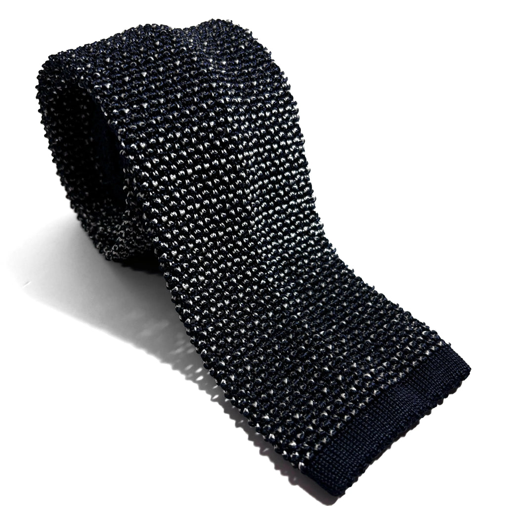 Mottled Navy Blue Silk Knitted Tie Potomac Tie Company