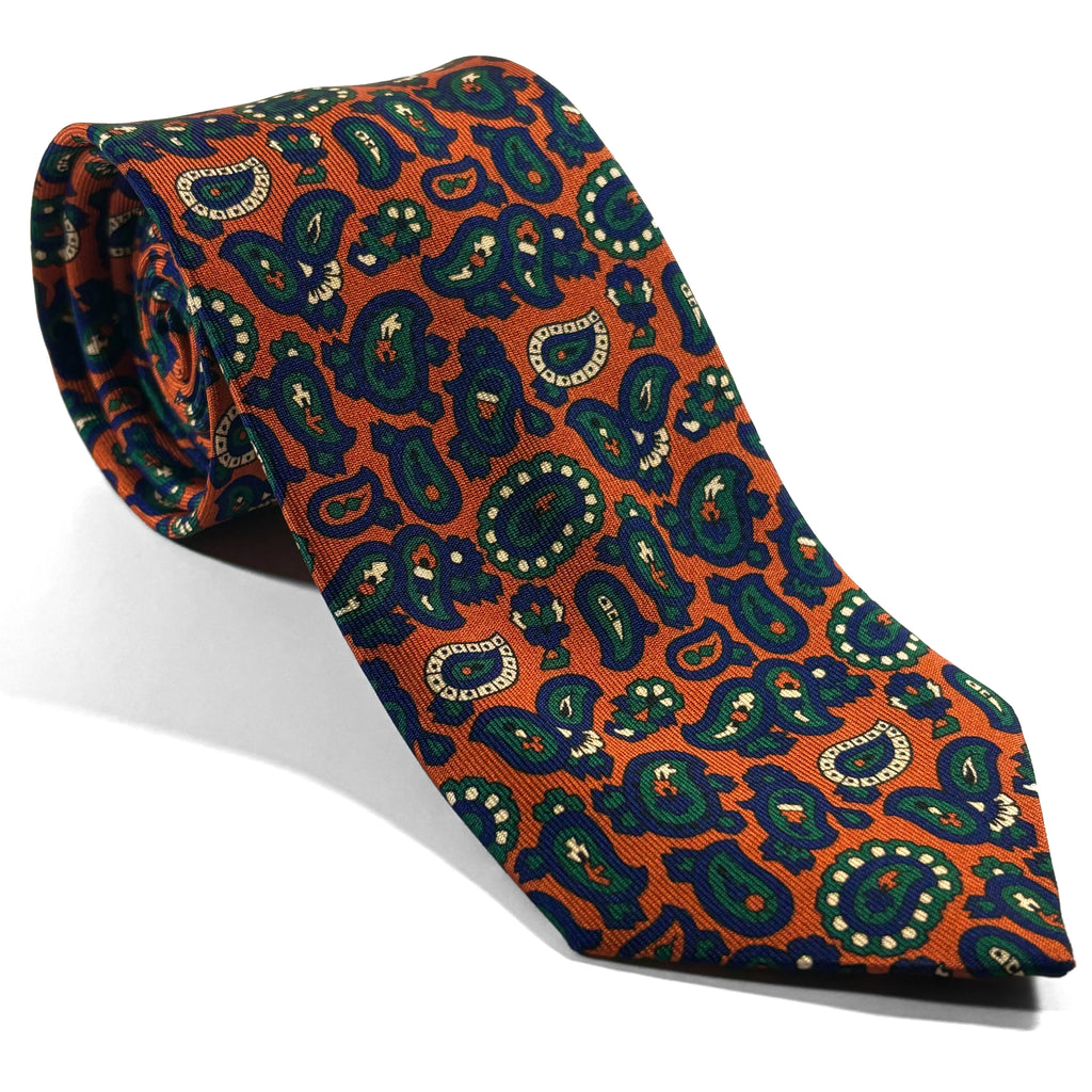Orange Paisley Ancient Madder Silk Tie Potomac Tie Company