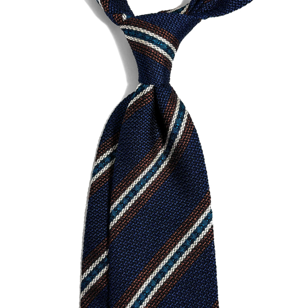 Blue Striped Italian Silk Grenadine Tie Potomac Tie Company