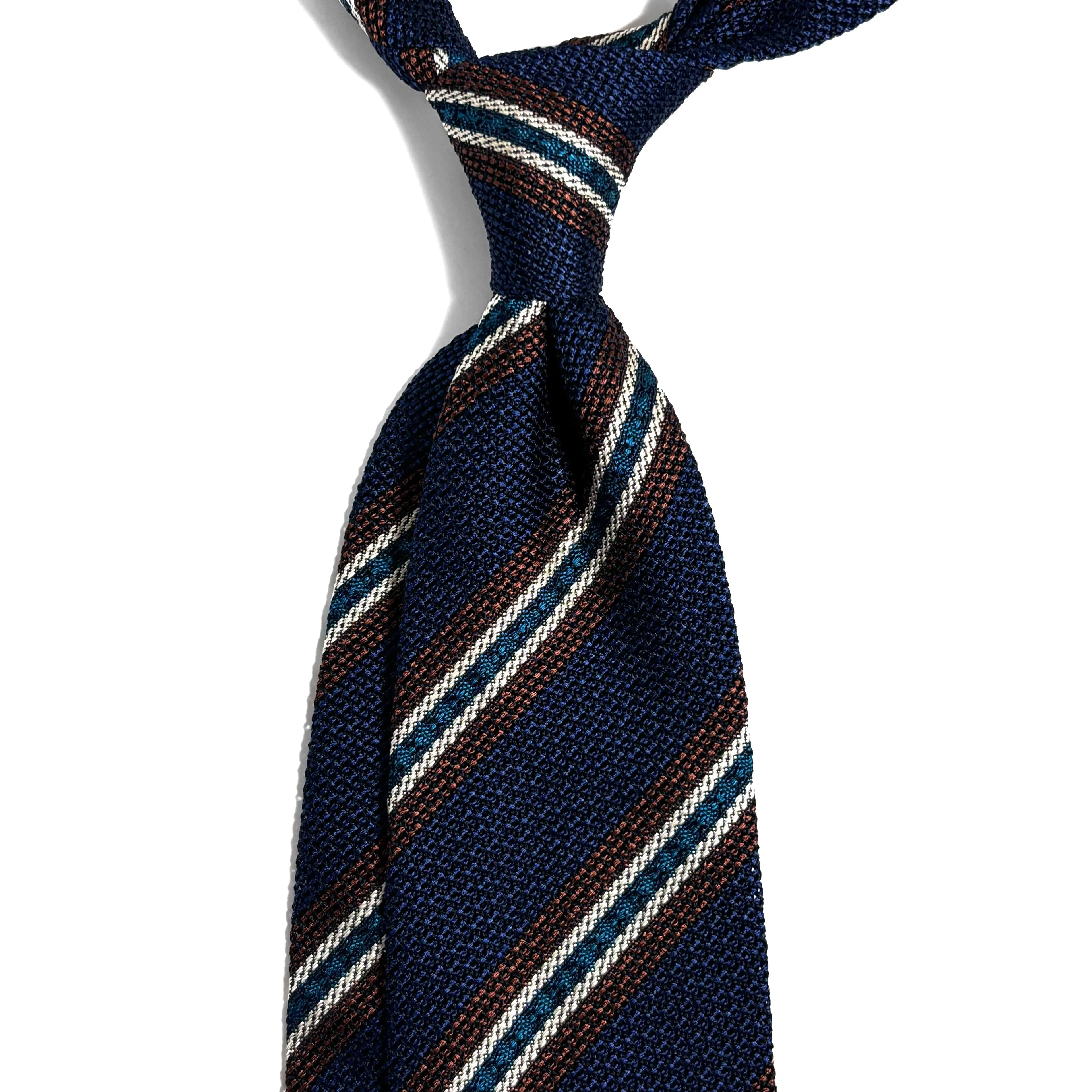 Blue Striped Italian Silk Grenadine Tie Potomac Tie Company
