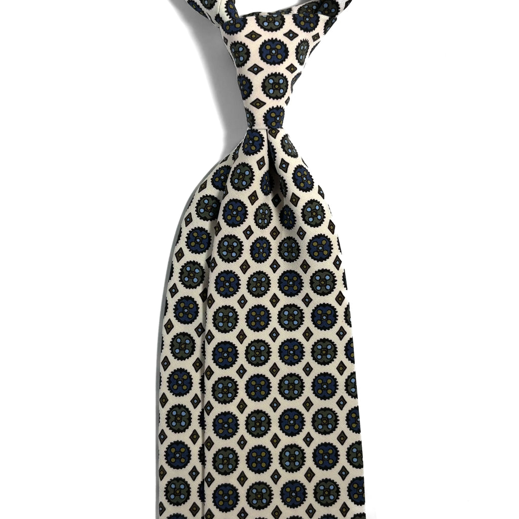 White Floral Medallion Ancient Madder Silk Tie Potomac Tie Company