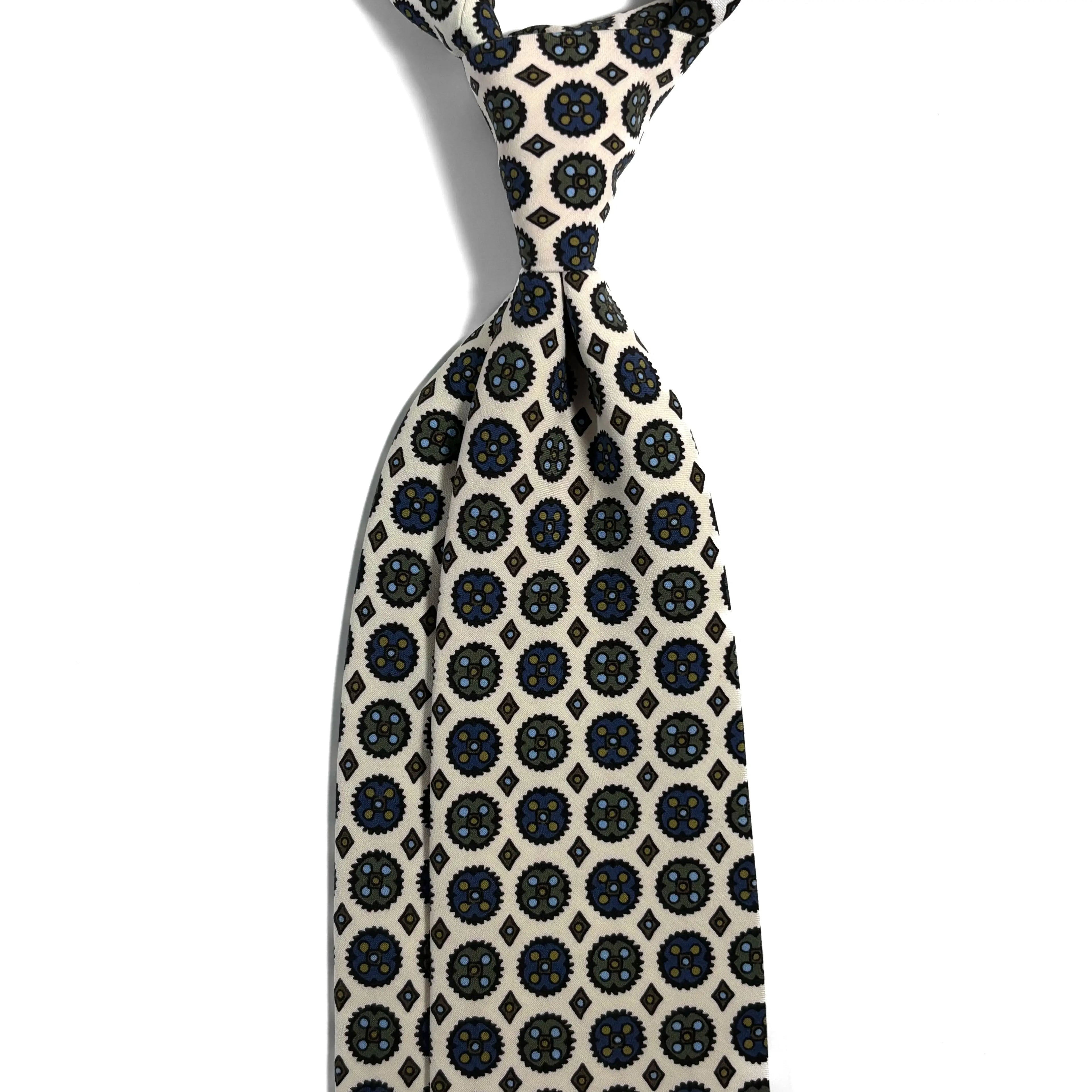 White Floral Medallion Ancient Madder Silk Tie Potomac Tie Company