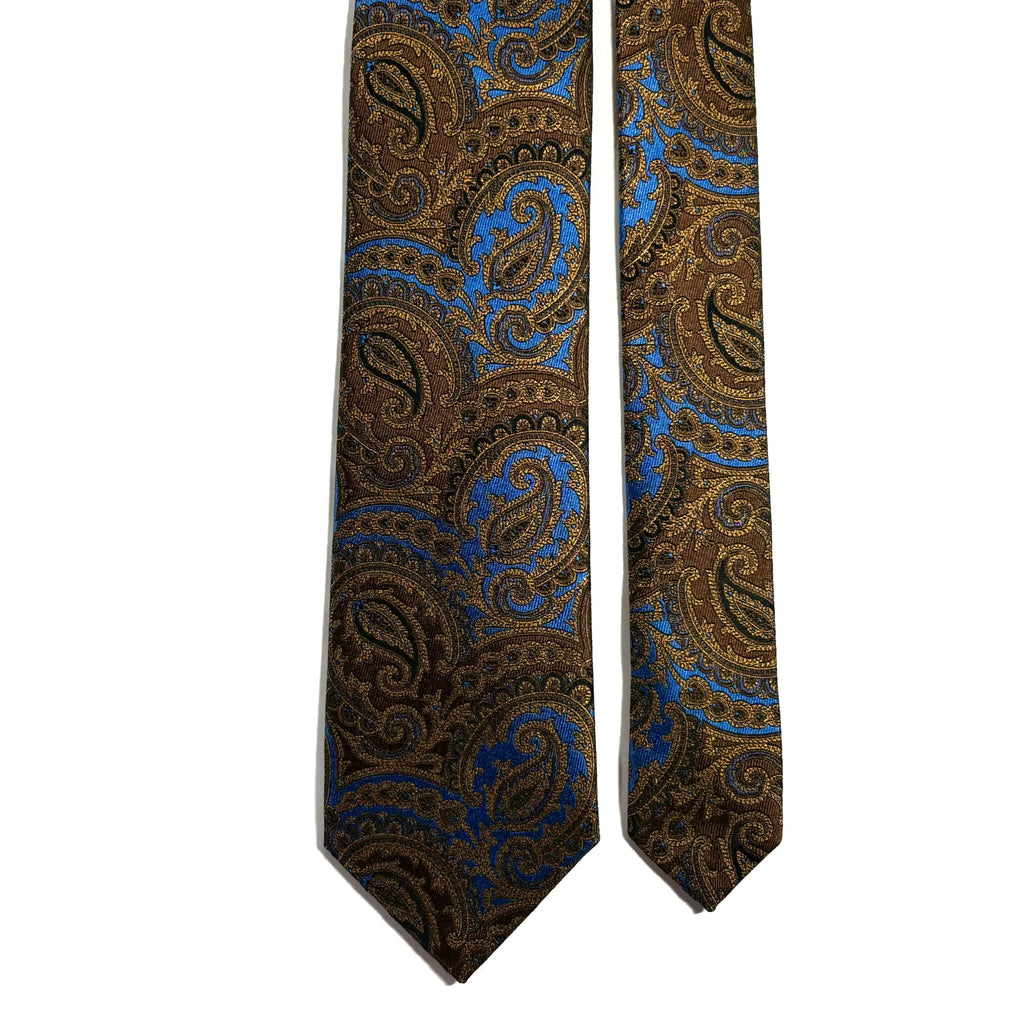 Brown & Light Blue Paisley Silk Jacquard Tie Potomac Tie Company