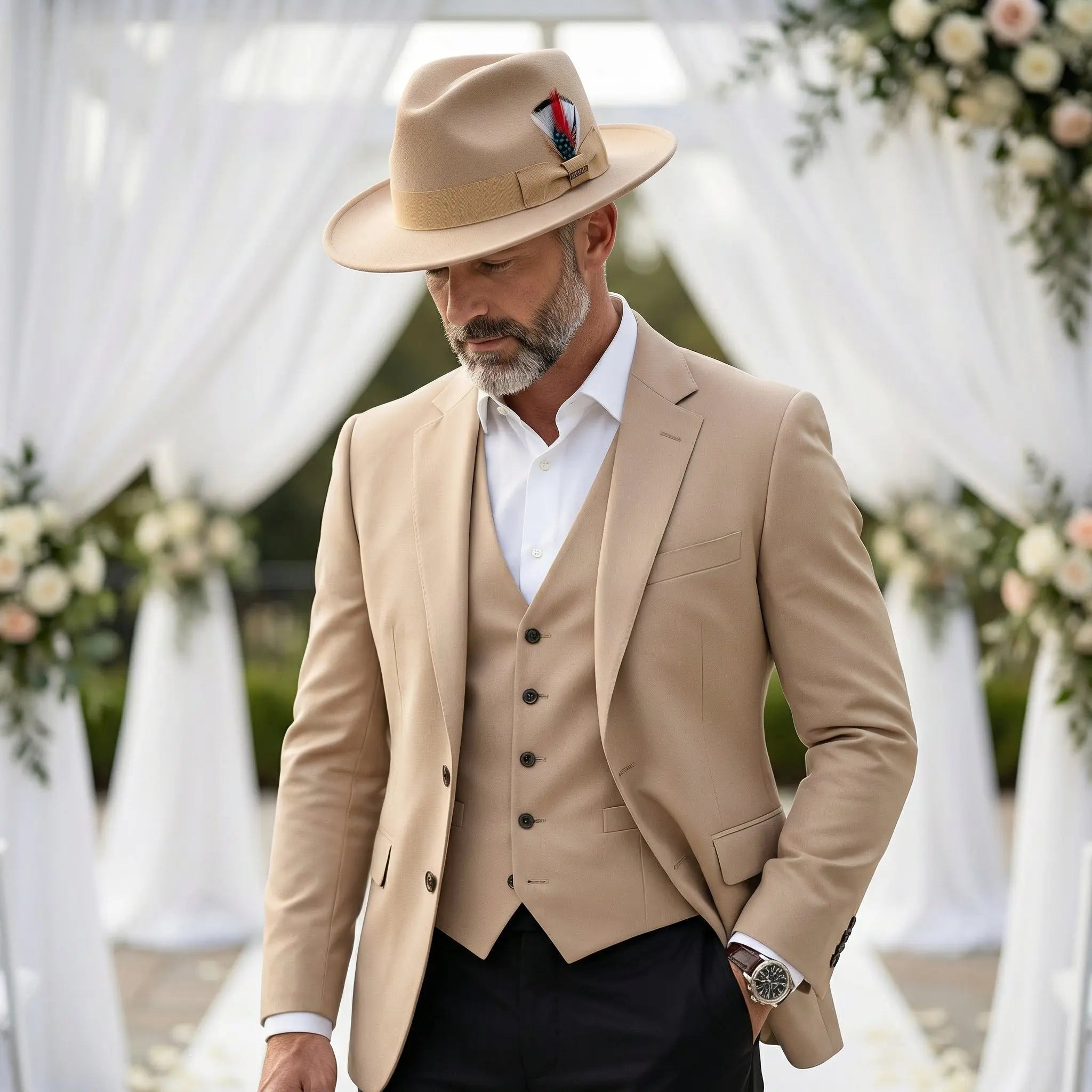 Crushable Tan 100% Australian Wool Fedora Hat FERRECCI