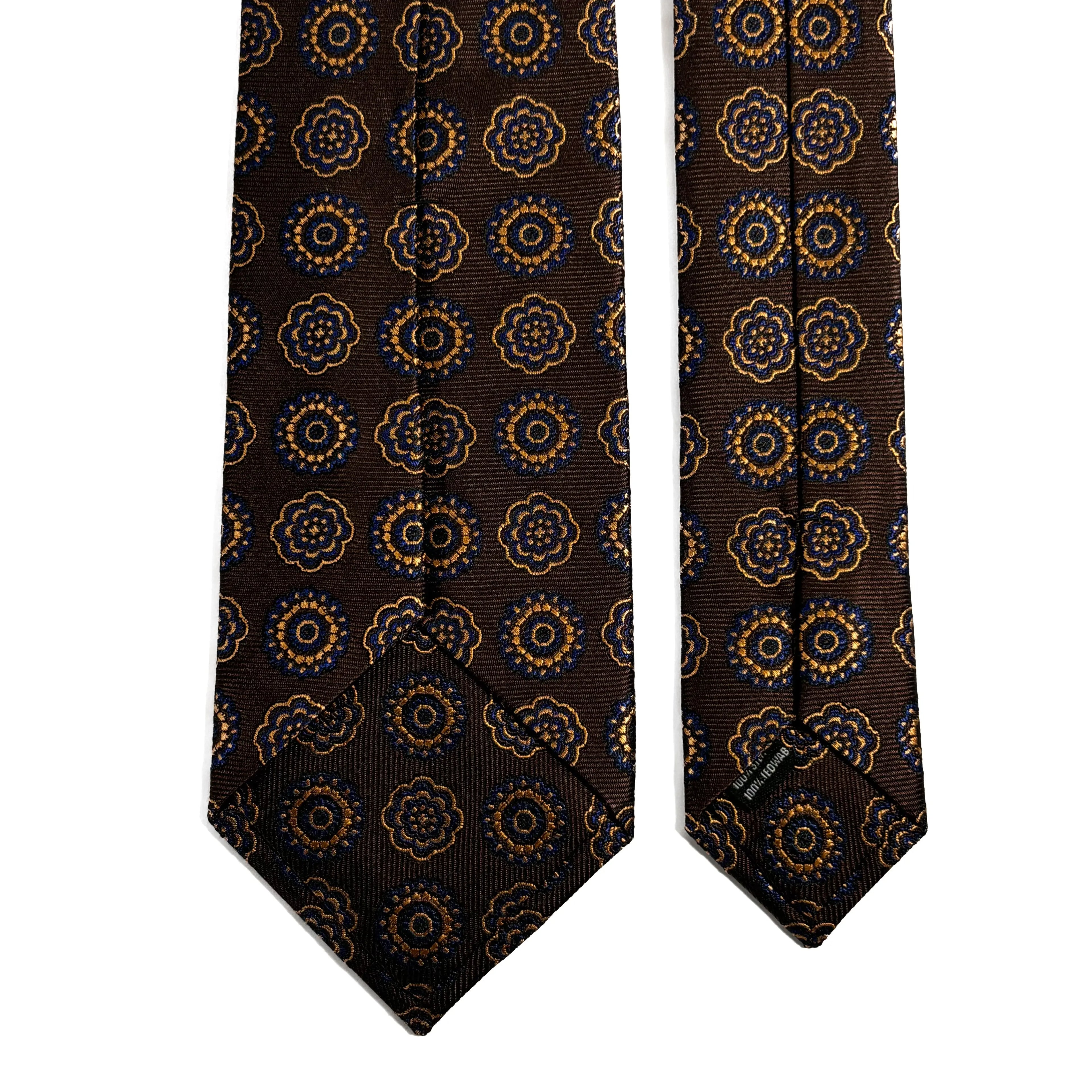 Brown & Gold Geometric Silk Jacquard Tie Potomac Tie Company