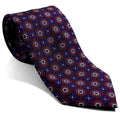 Hand-Printed Navy Blue & Burgundy Geometric Ancient Madder Silk Tie Potomac Tie Company