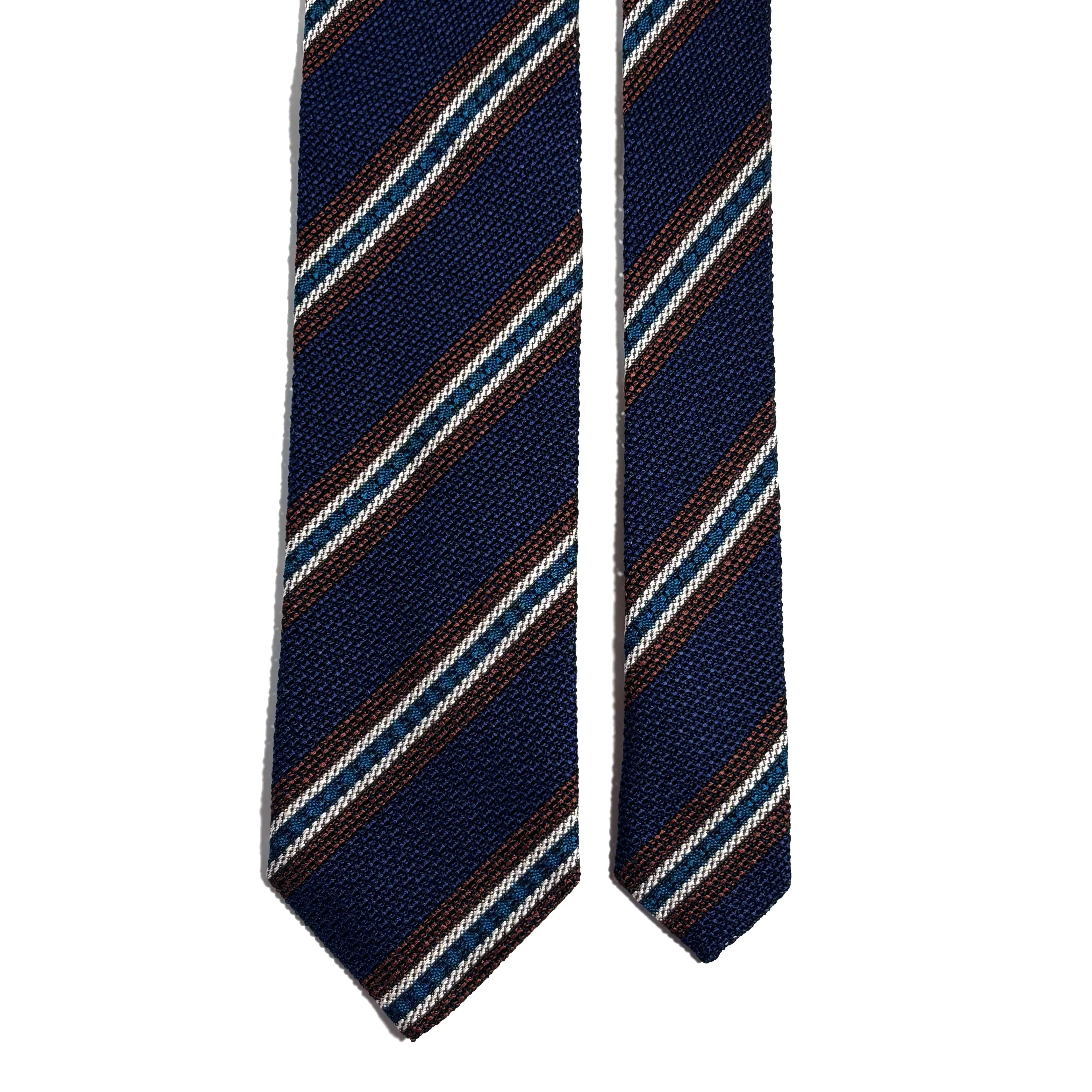 Blue Striped Italian Silk Grenadine Tie Potomac Tie Company