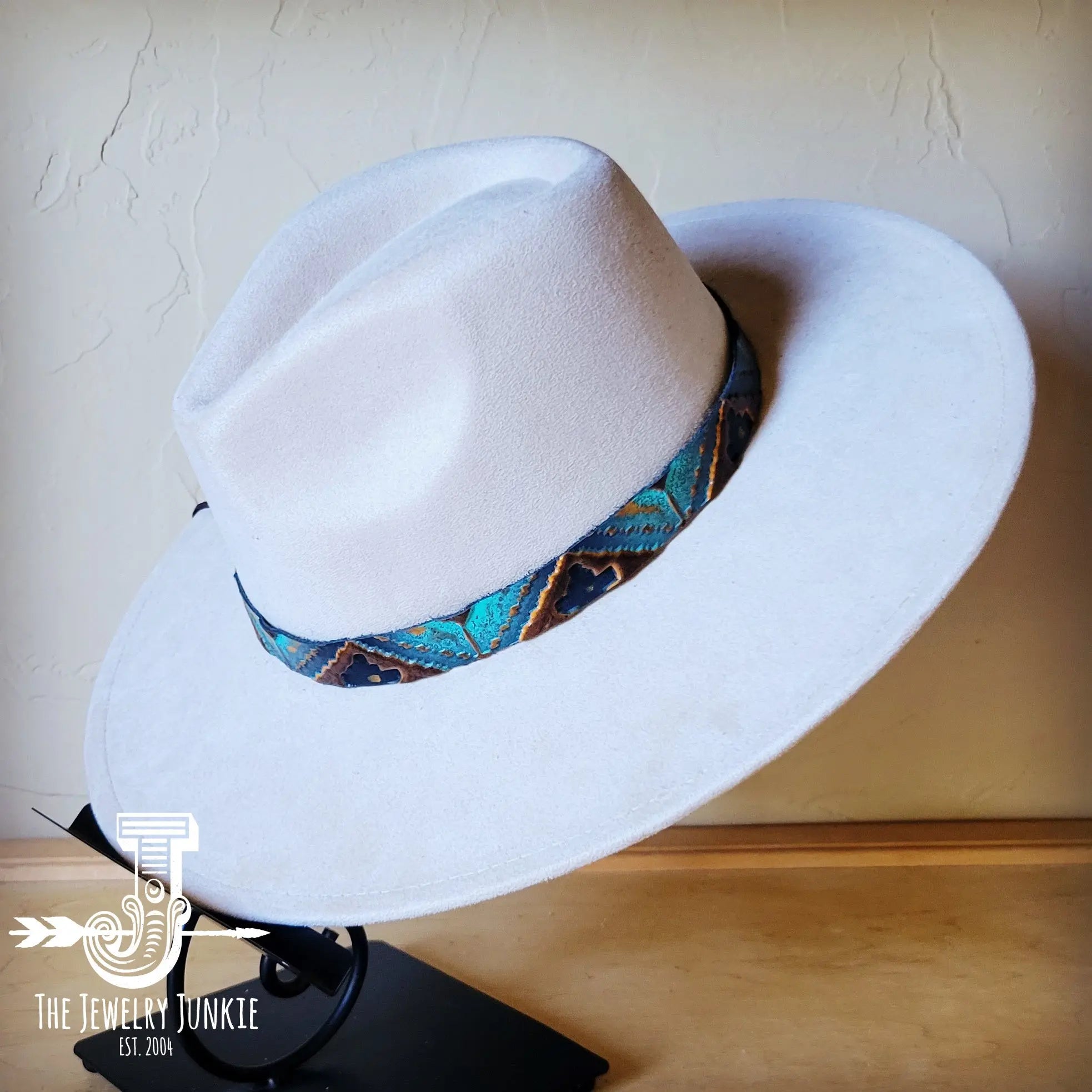Blue Navajo Embossed Leather Hat Band Only 950a The Jewelry Junkie