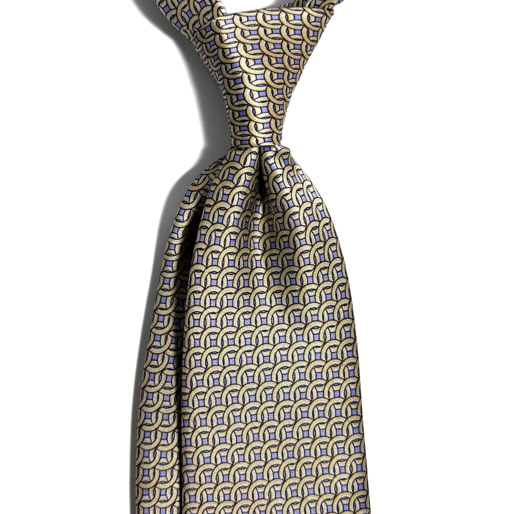 Beige & Lilac Geometric Silk Satin Tie Potomac Tie Company