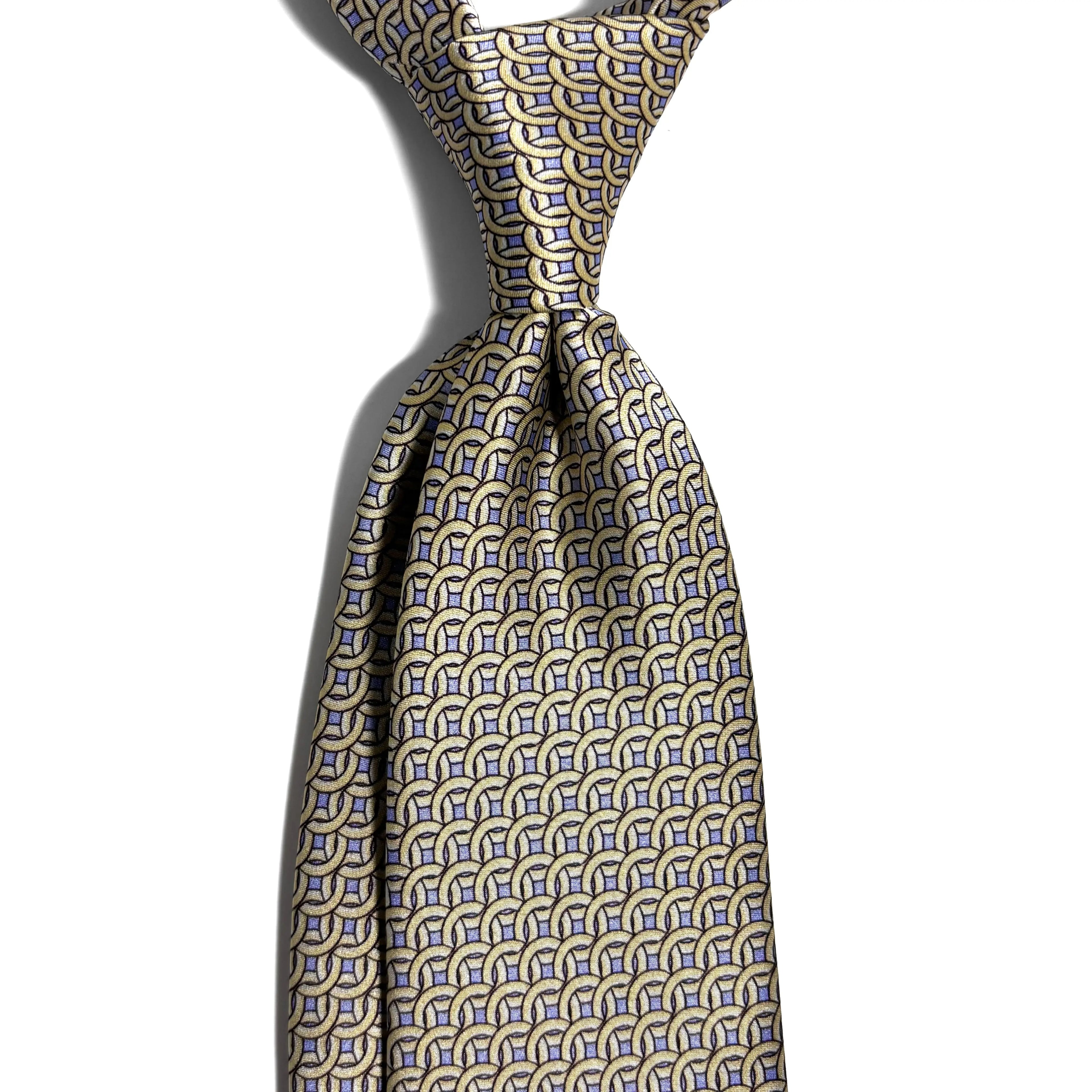 Beige & Lilac Geometric Silk Satin Tie Potomac Tie Company