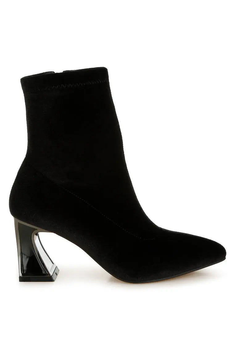 Arcturus Flared Block Heel Velvet Boots London Rag