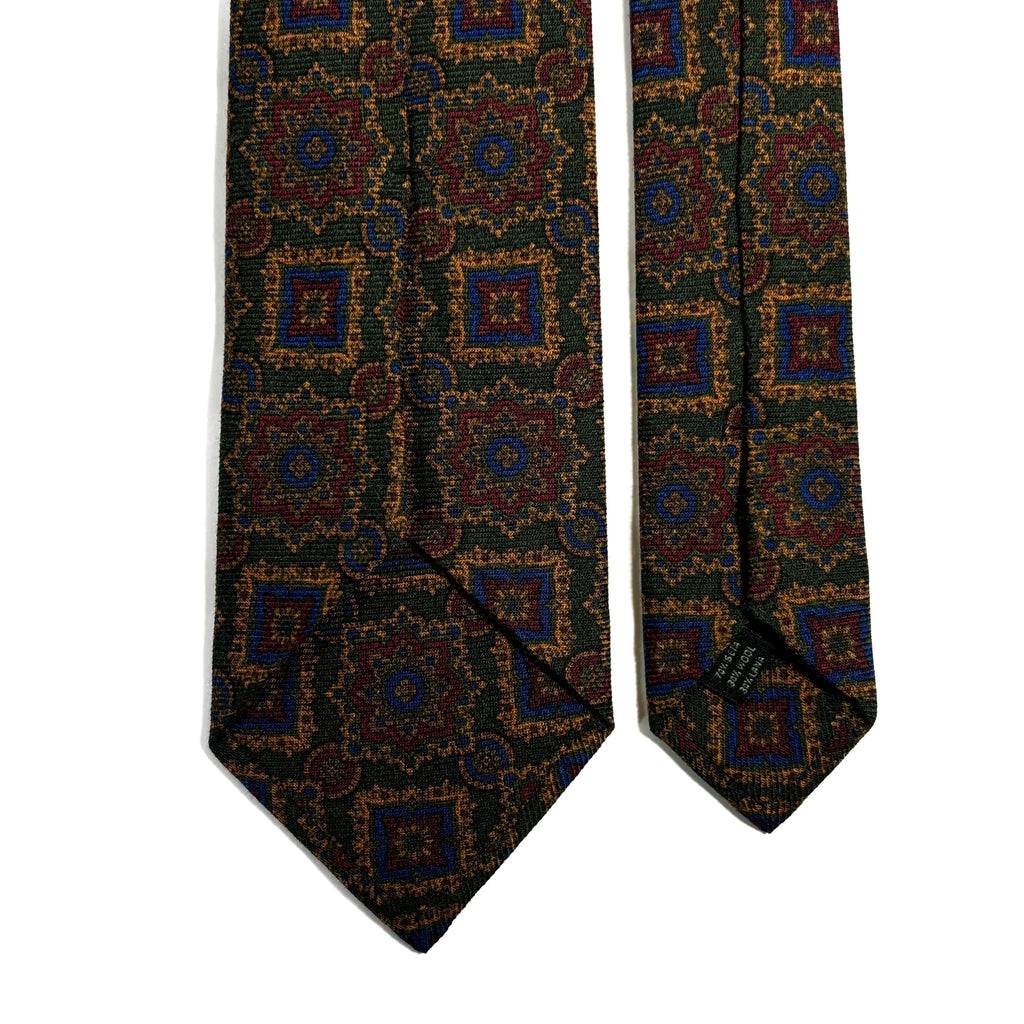 Forest Green Large Geometric Wool/Silk Tie Potomac Tie Company