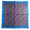 Light Blue & Gold Geometric Silk Pocket Square Potomac Tie Company