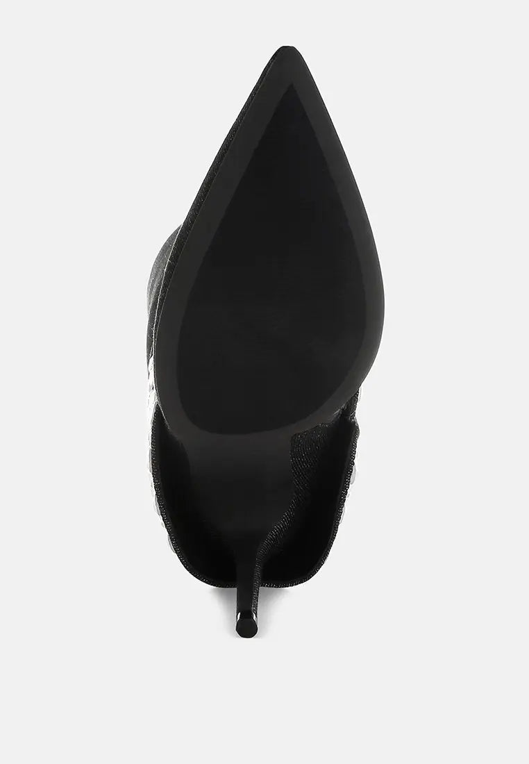 BASSO Party Diamante Studded Stiletto Boots London Rag
