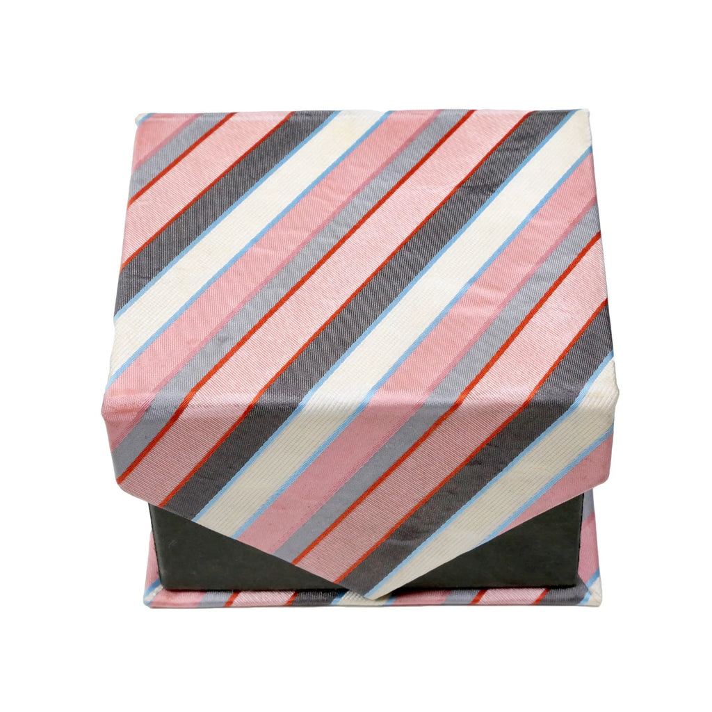 Men's Classic Pink-Grey Geometric Design 4-pc Necktie Box Set FHYINC