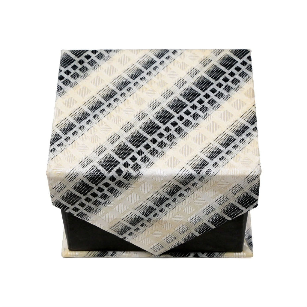 Men's Grey Geometric Pattern Design 4-pc Necktie Box Set FHYINC