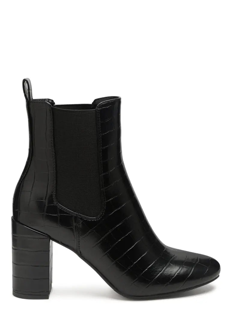 Babbel Faux Leather Block Heel Ankle Boots London Rag