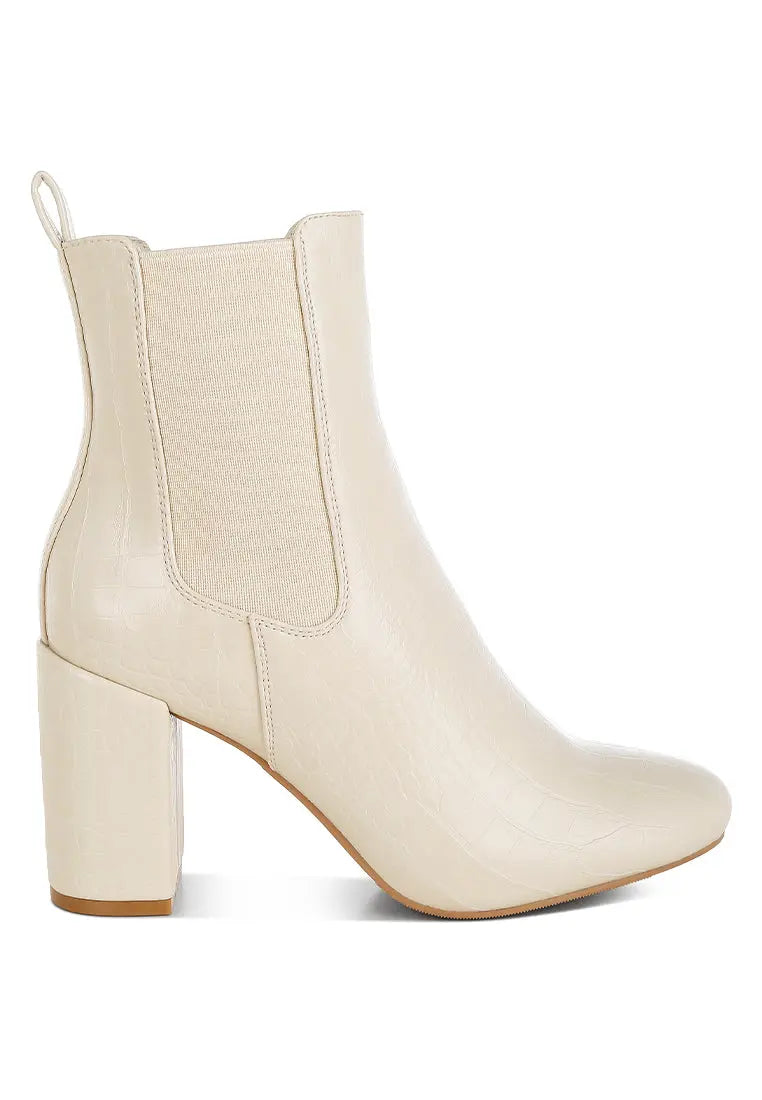 Babbel Faux Leather Block Heel Ankle Boots London Rag
