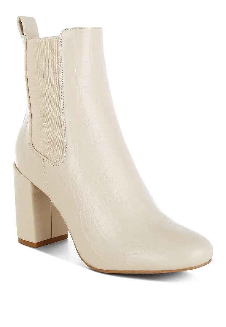 Babbel Faux Leather Block Heel Ankle Boots London Rag