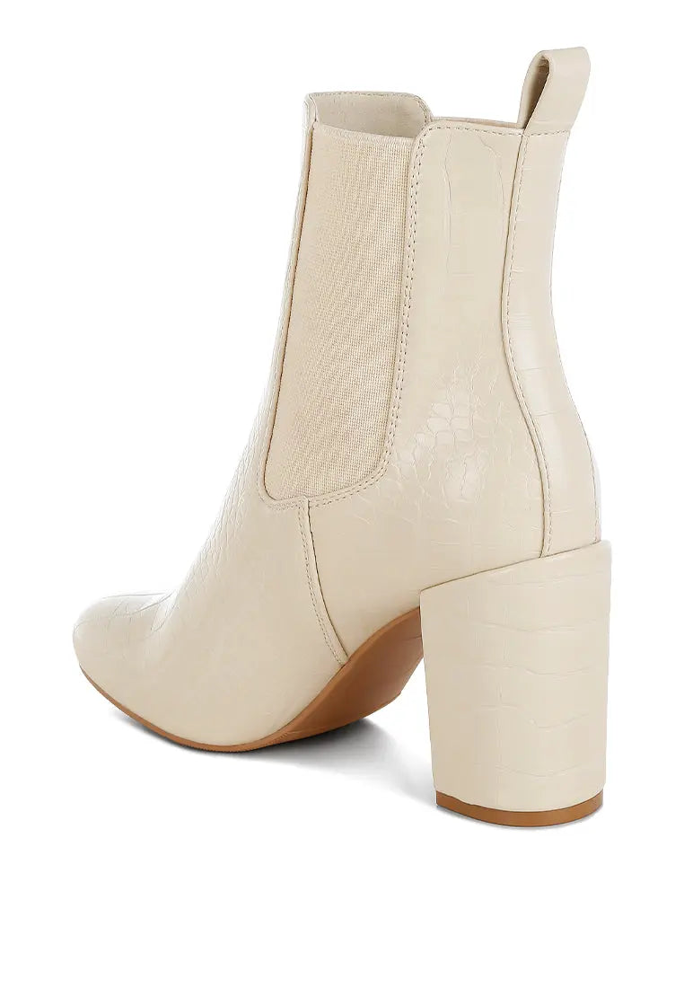 Babbel Faux Leather Block Heel Ankle Boots London Rag