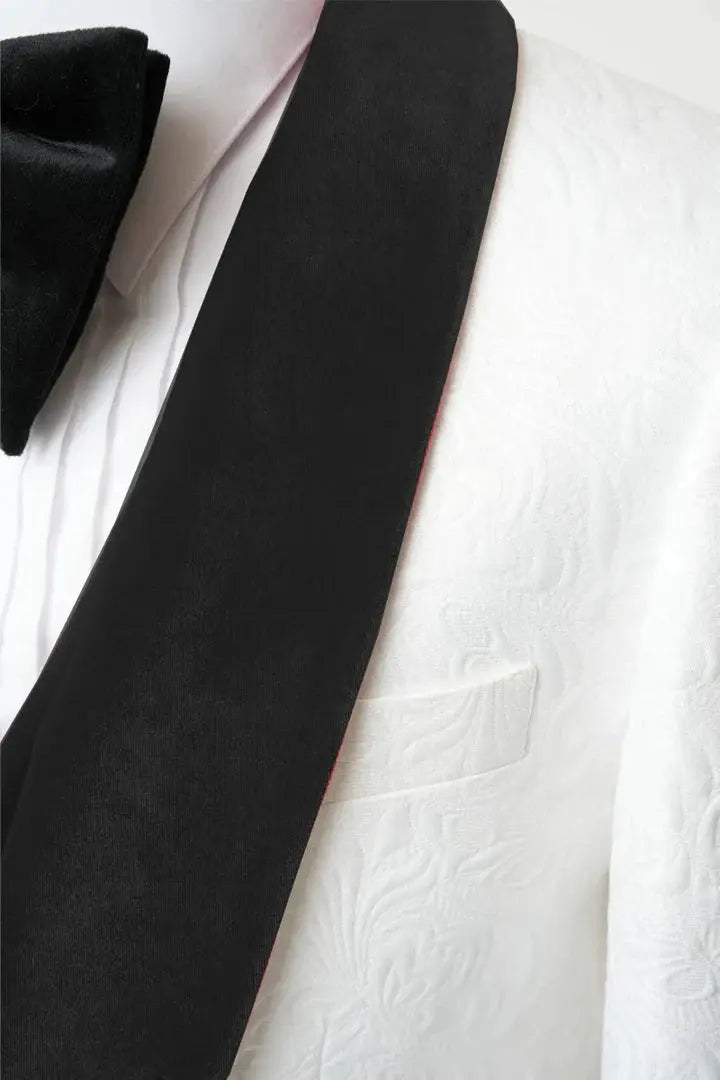 Men's Vested White Paisley Wedding & Prom Tuxedo FHYINC