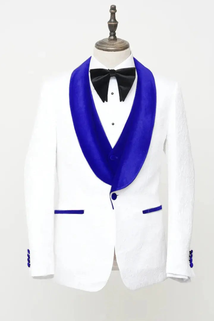 Men's Vested White Paisley Wedding & Prom Tuxedo FHYINC